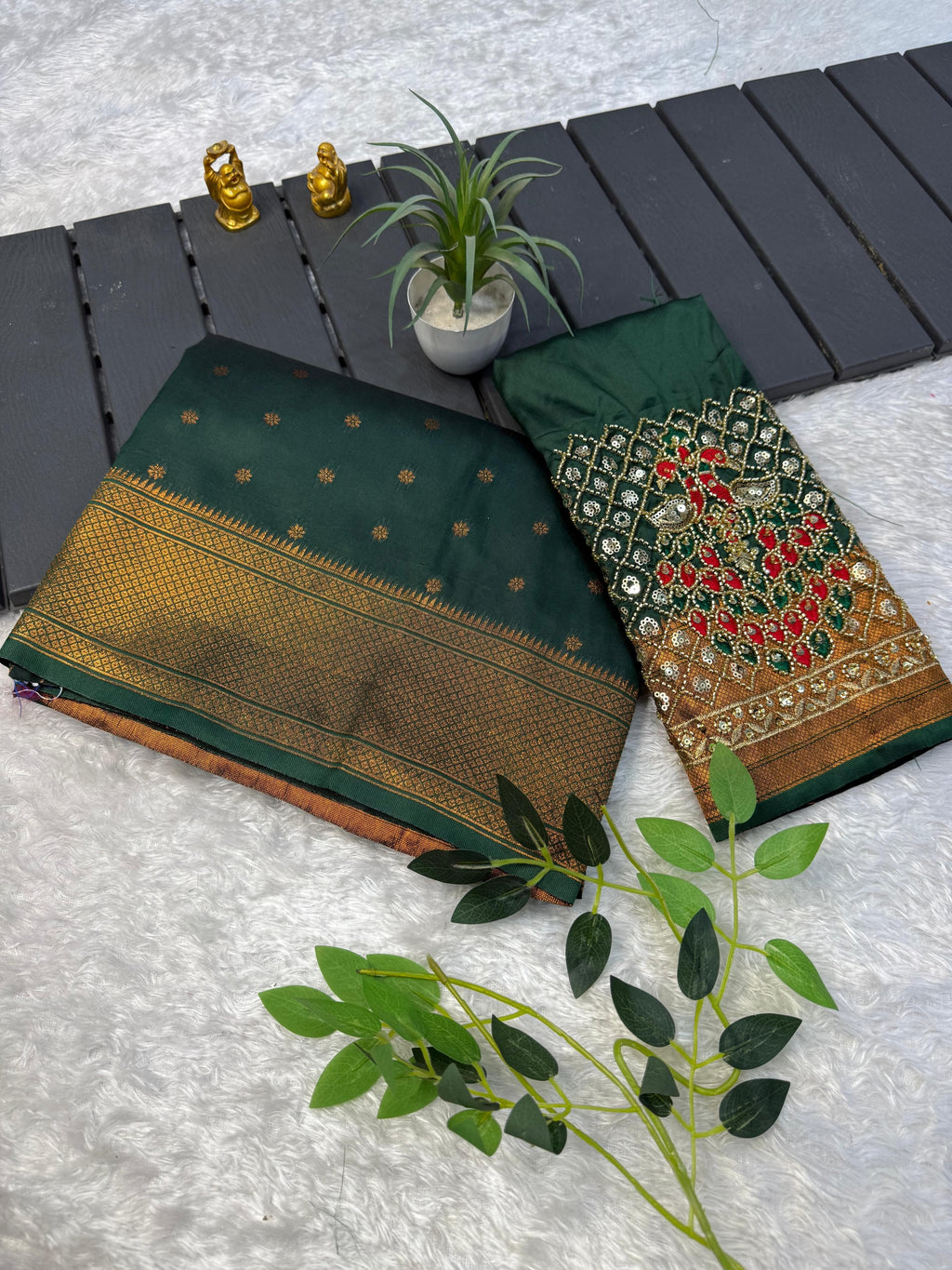 RCS-011 Green Unstitched blouse