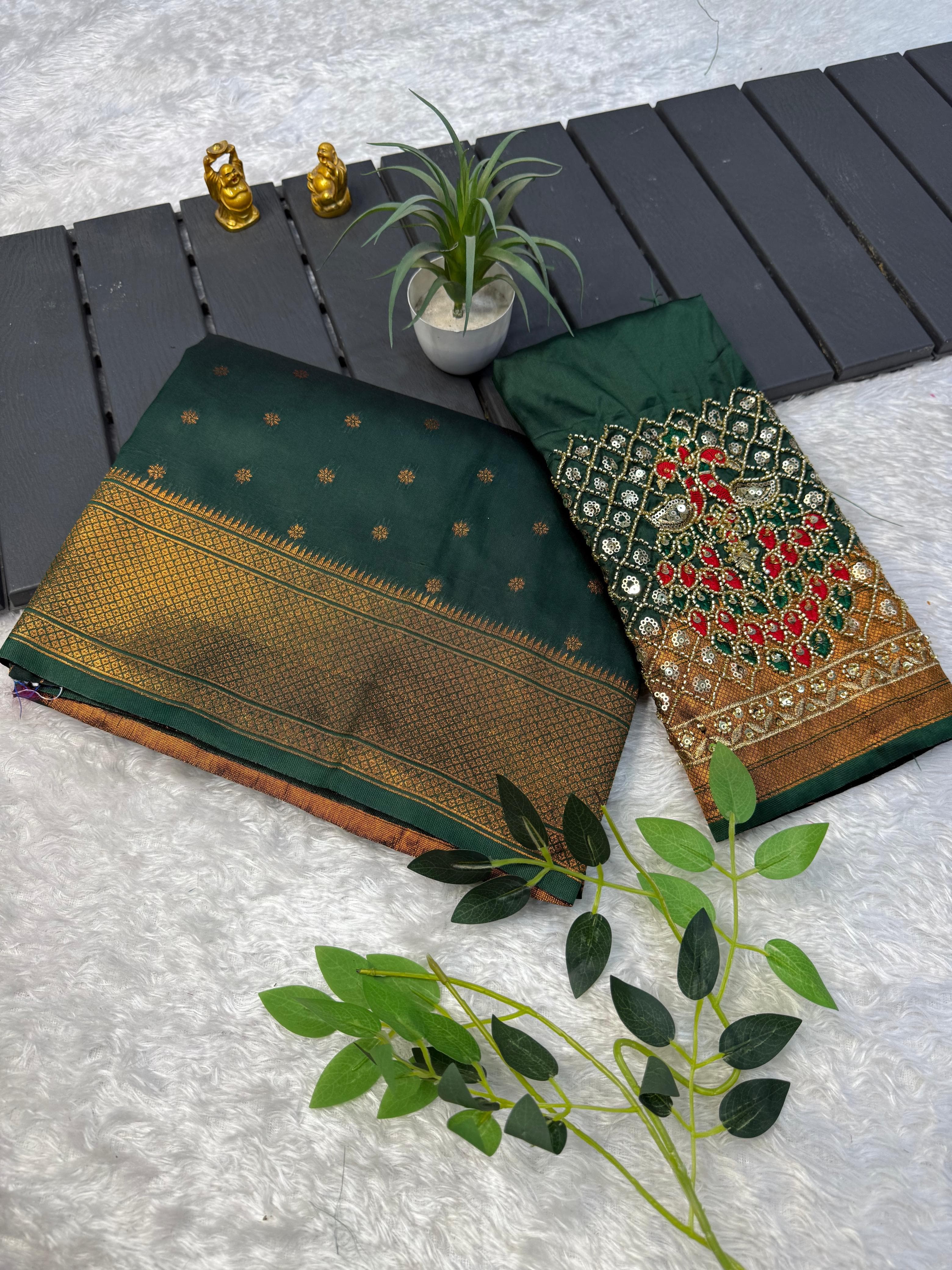 RCS-011 Green Unstitched blouse