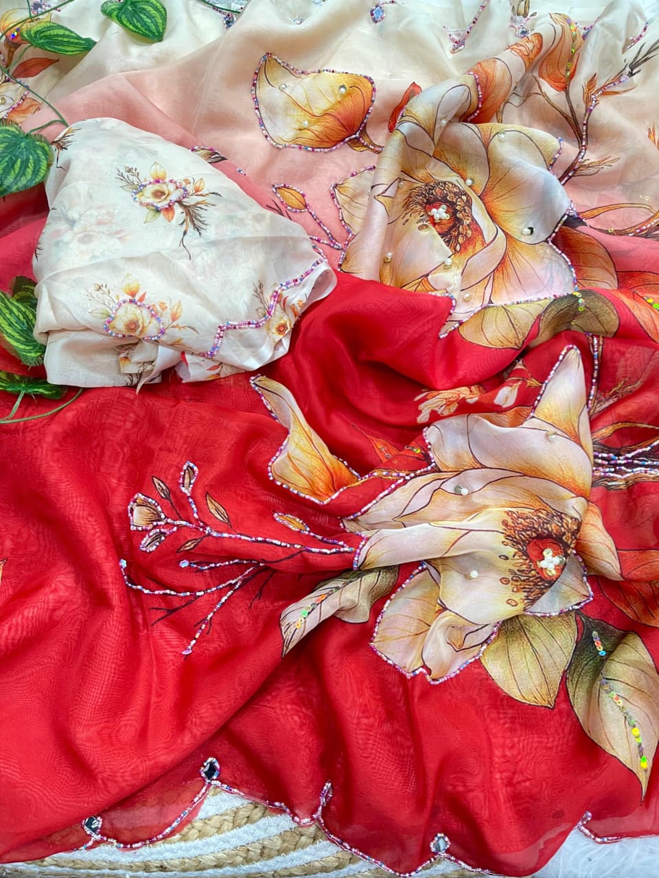 RCS-163 Red Unstitched blouse