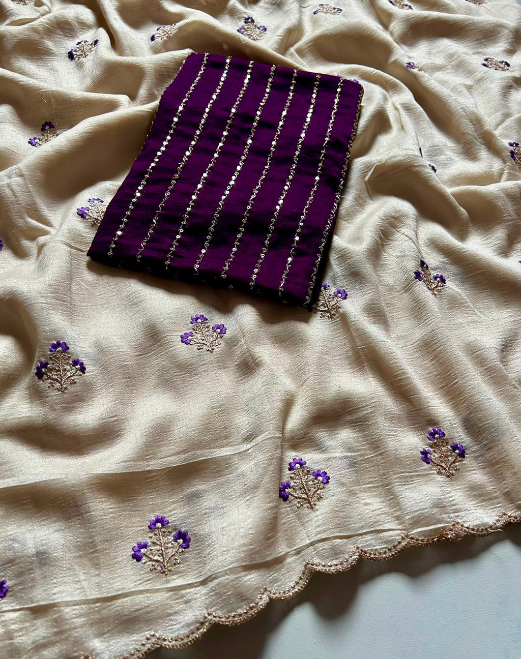 RCS -179 Half white Unstitched blouse