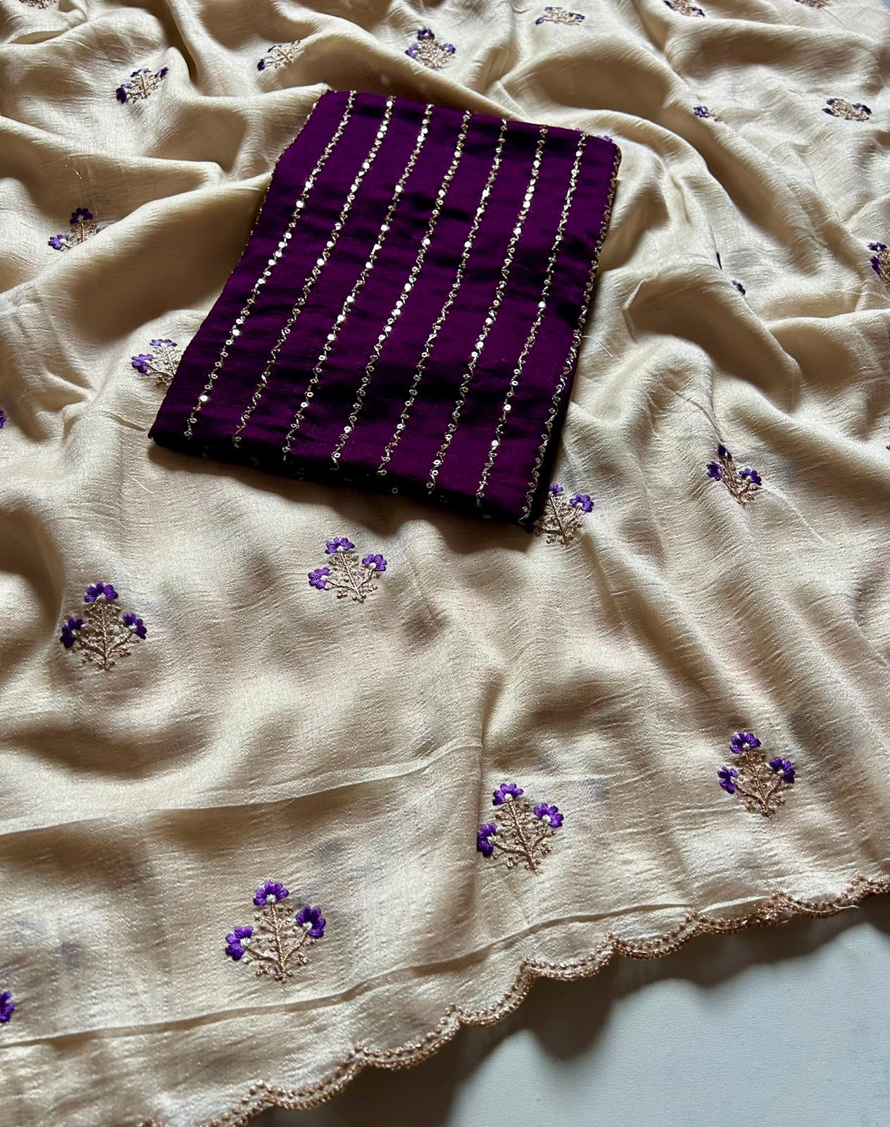 RCS -179 Half white Unstitched blouse