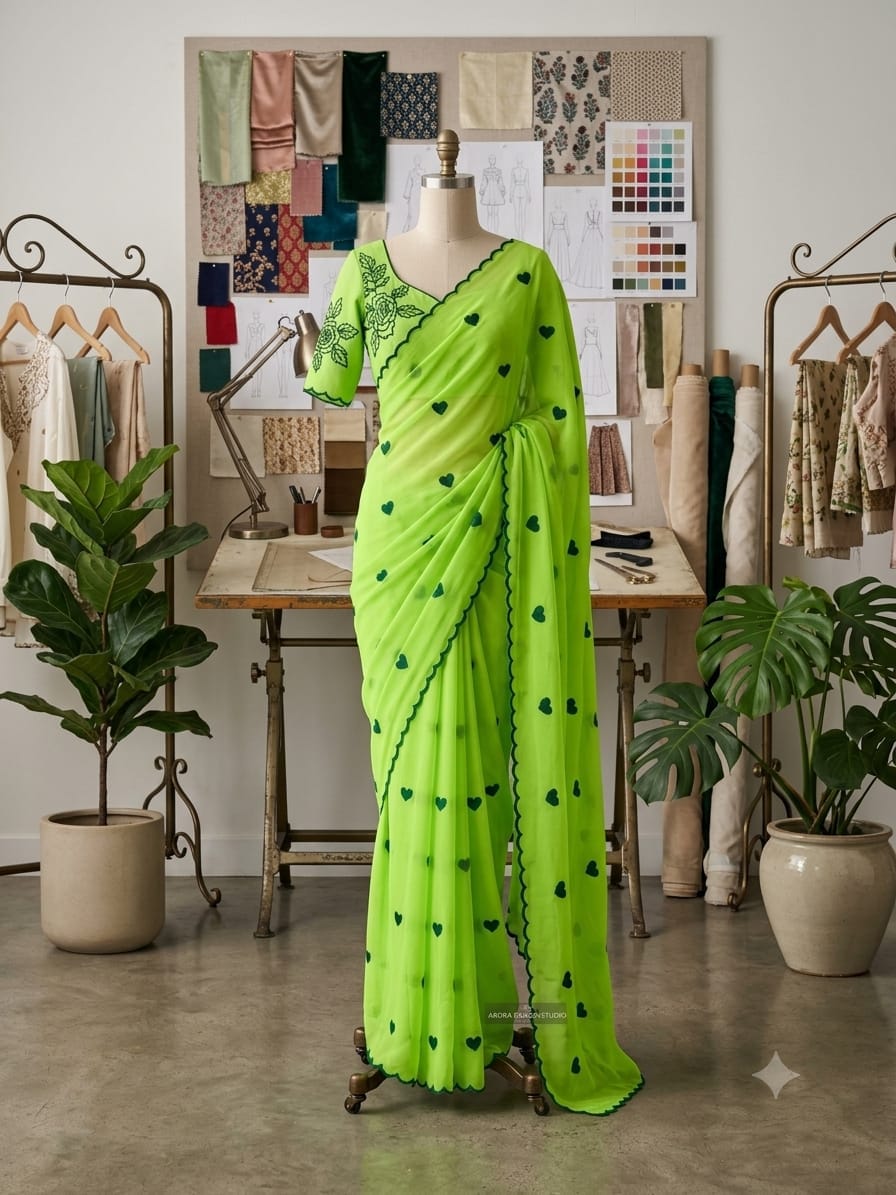 RCS-223 Green Unstitched blouse