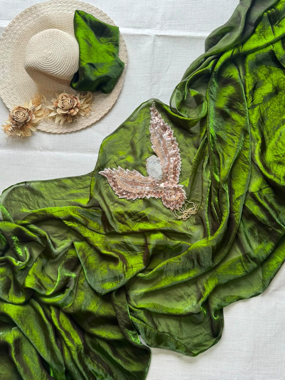 RCS -195 Green Unstitched blouse