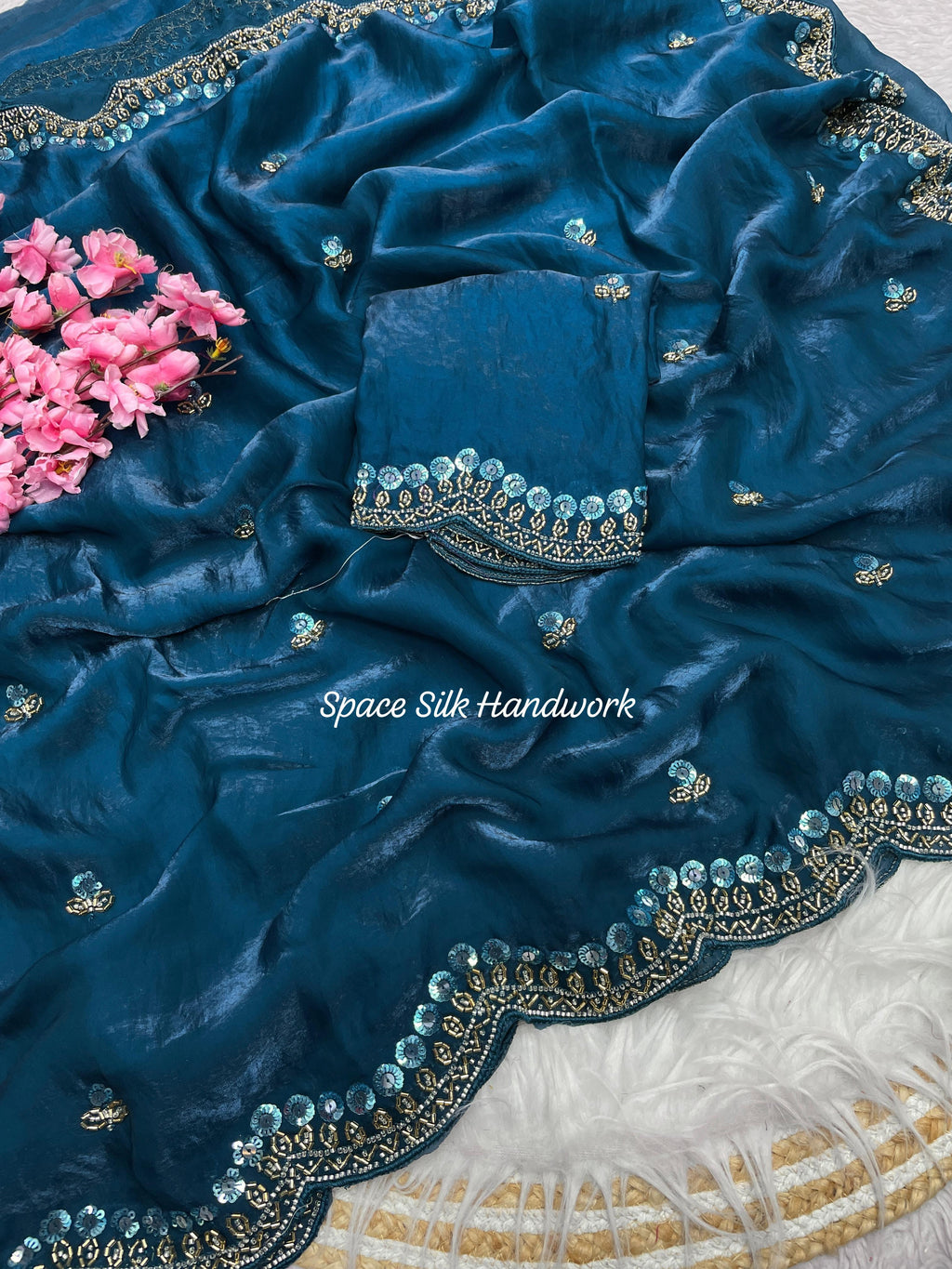 RCS-172 Peacock blue Unstitched blouse
