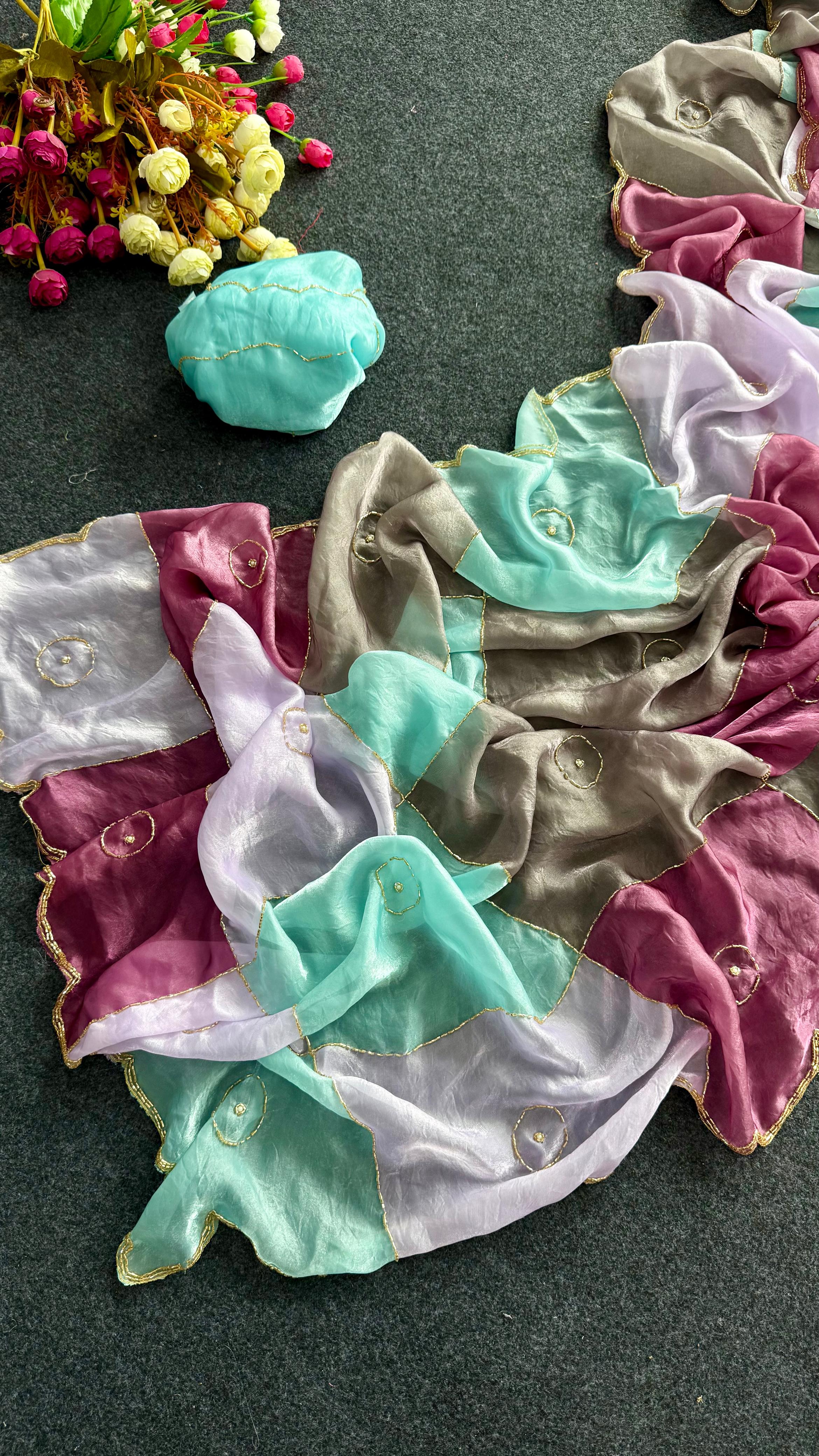 RCD-013 Lavender and wine Unstitched blouse