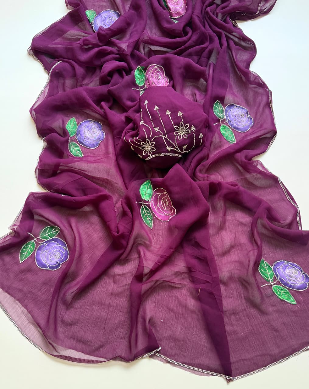 RCS-175 Wine Unstitched blouse