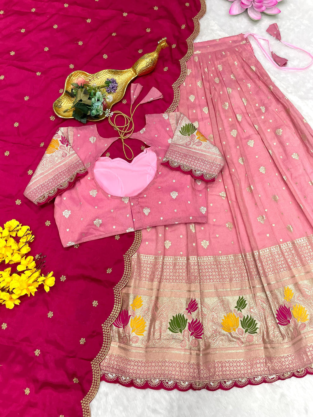 RCL-04 🩷 pink Free size blouse size 42 both sides extra margin u can use m to xxl