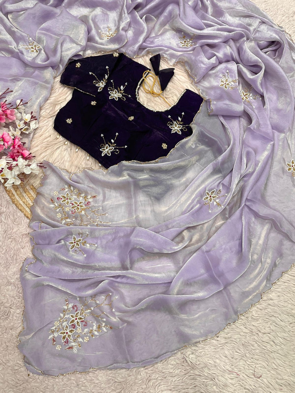 RCS-015 Lavender Stiched blouse free size blouse 40 with extra margin u can use 38 to 42