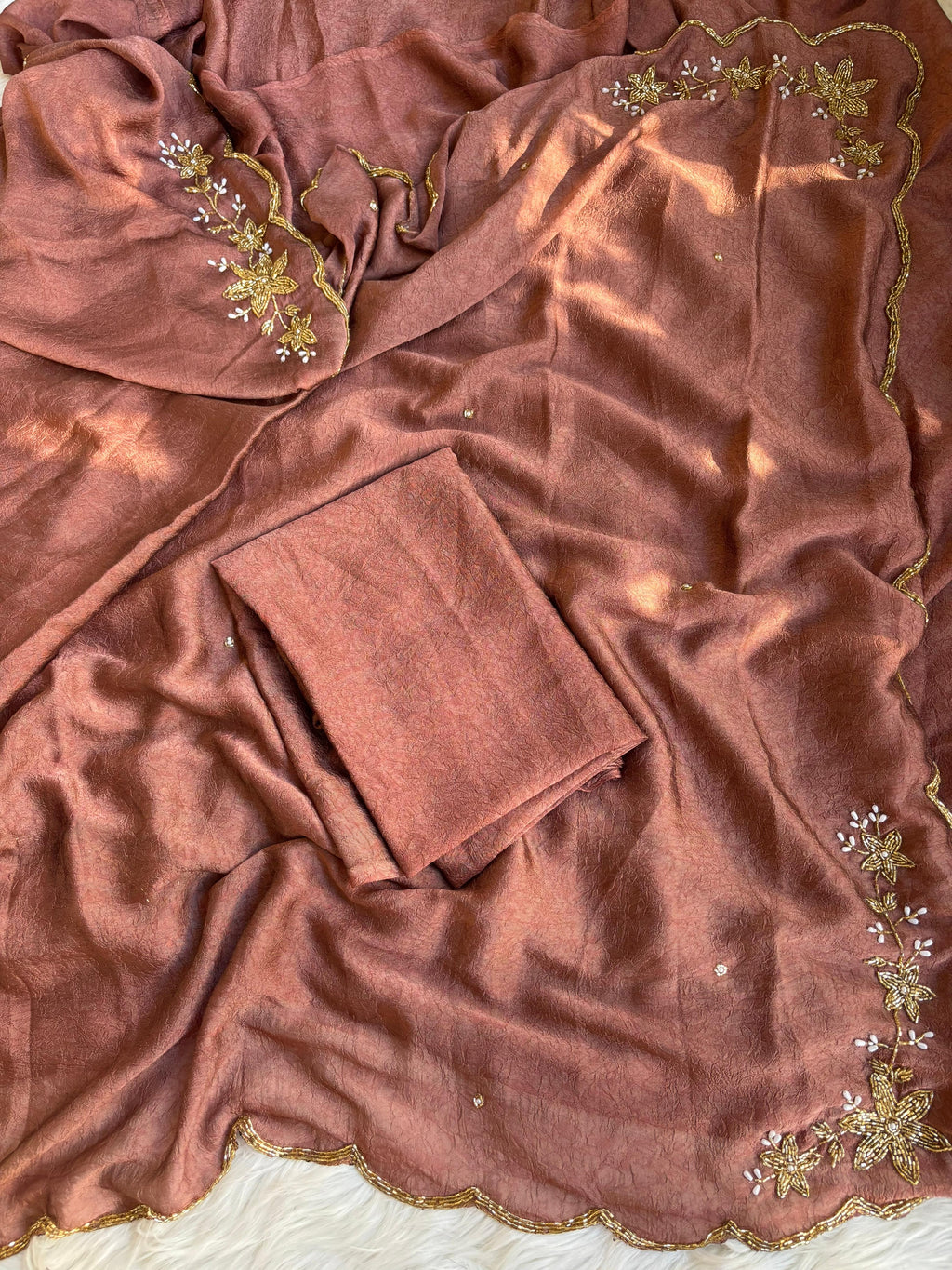 RCS-147 Peach colour Unstitched blouse