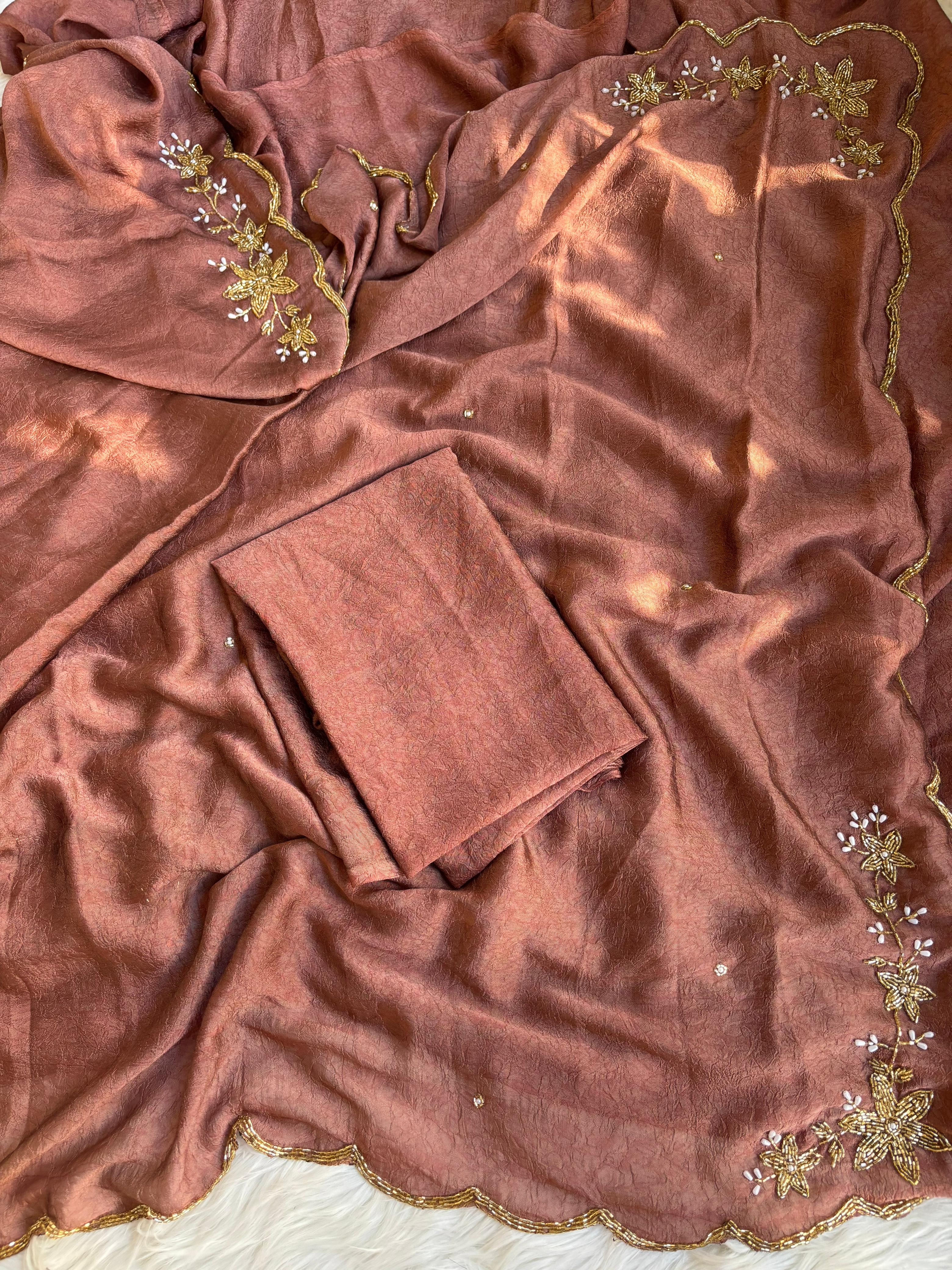 RCS-147 Peach colour Unstitched blouse