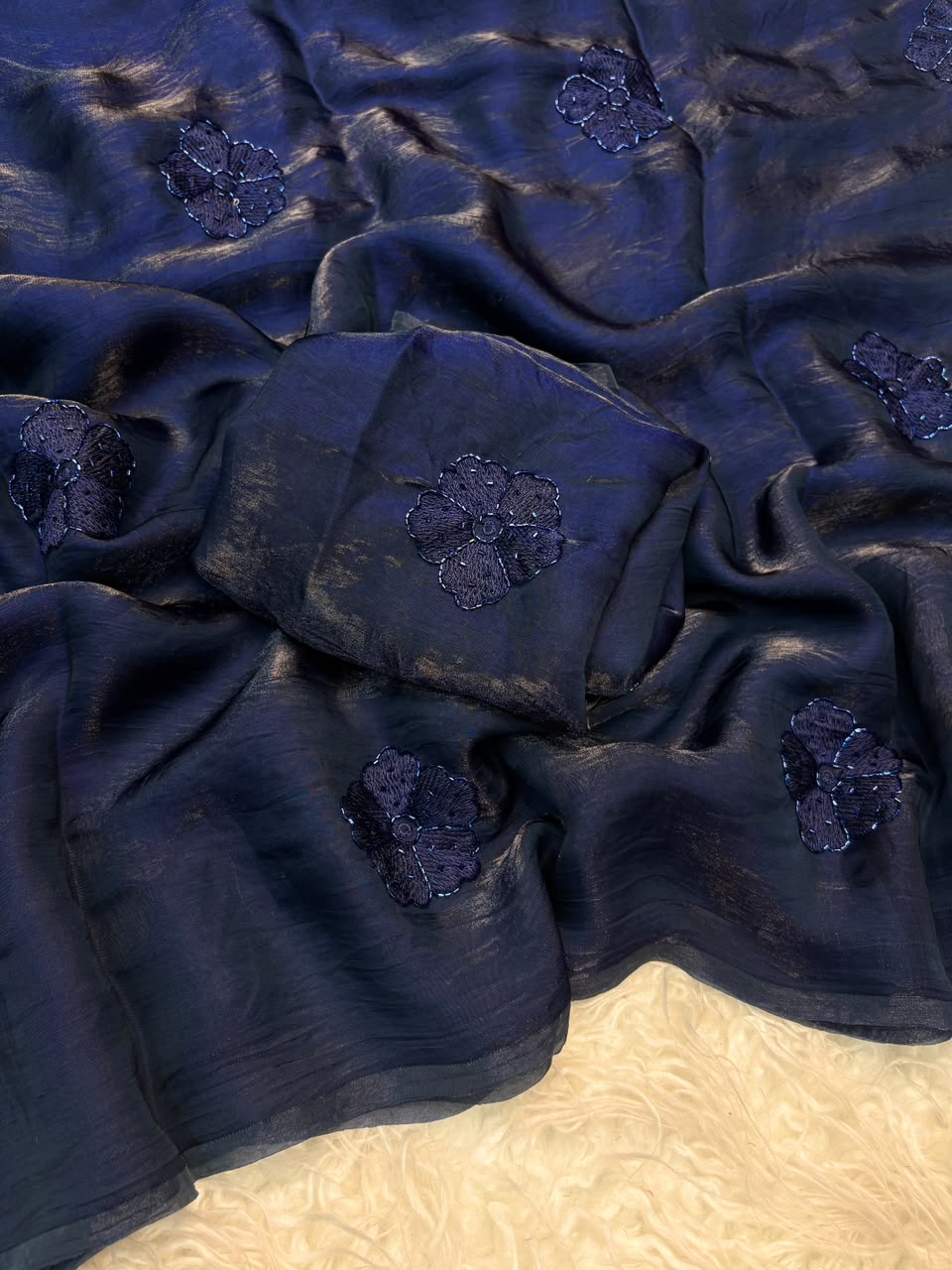 RCS-201 Navi Blue Unstitched blouse