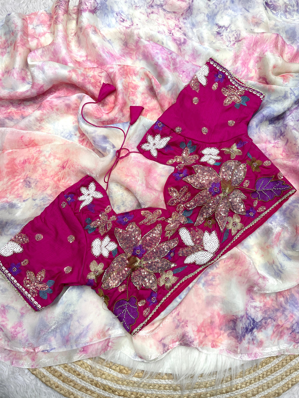 RCS-10 Pink and violet Unstitched blouse