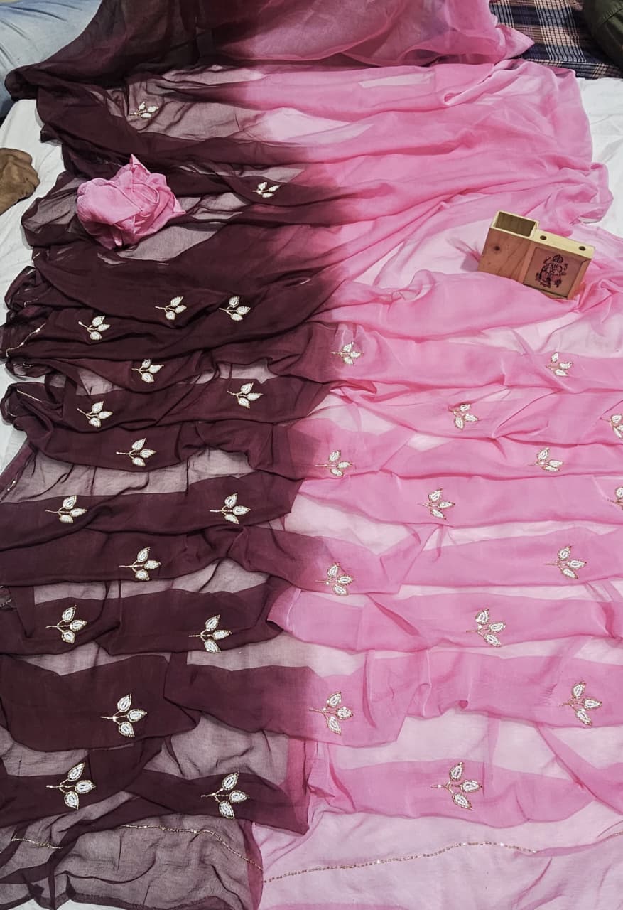 RCS-226 Baby Pink and merron Unstitched blouse