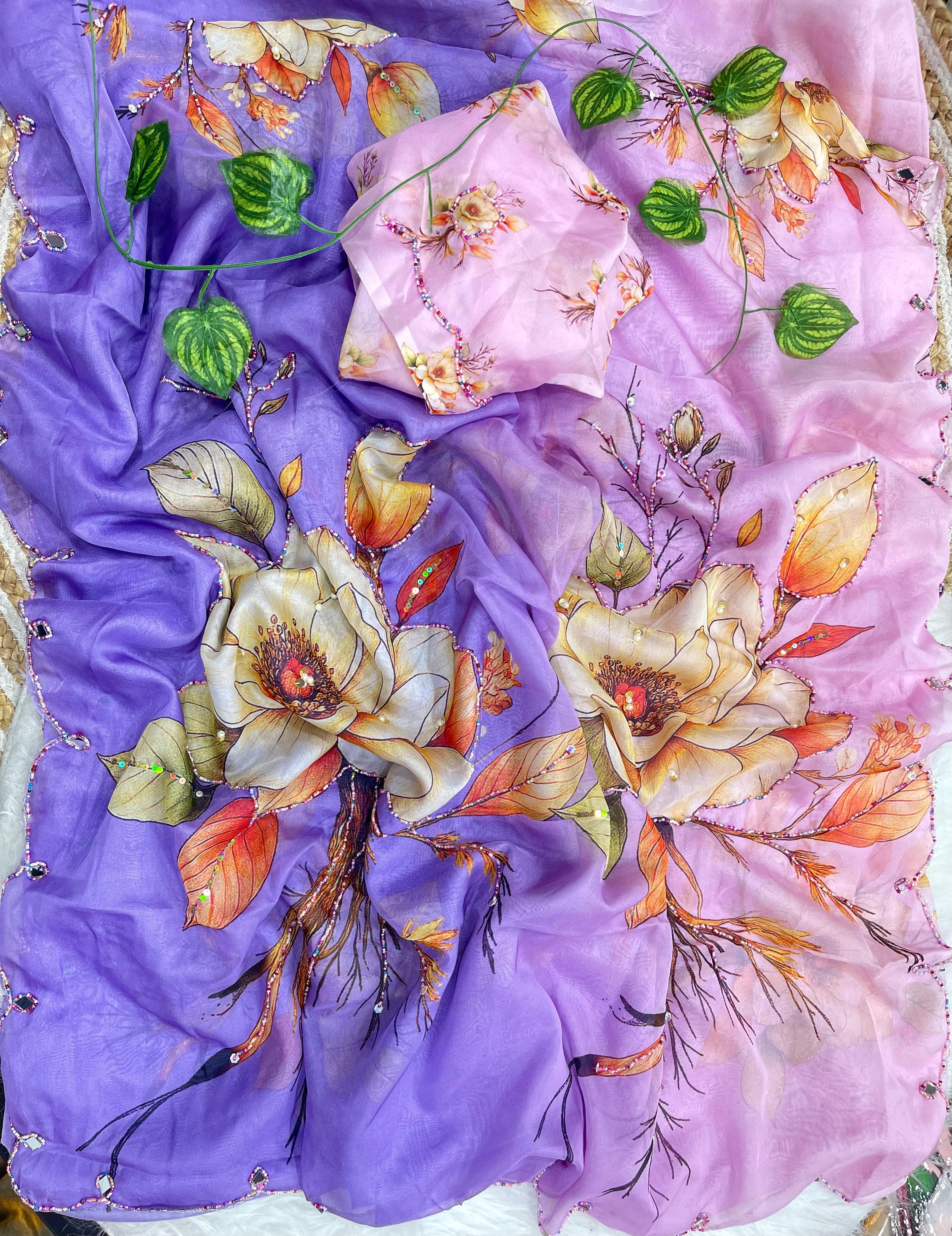 RCS-163 Lavender Unstitched blouse