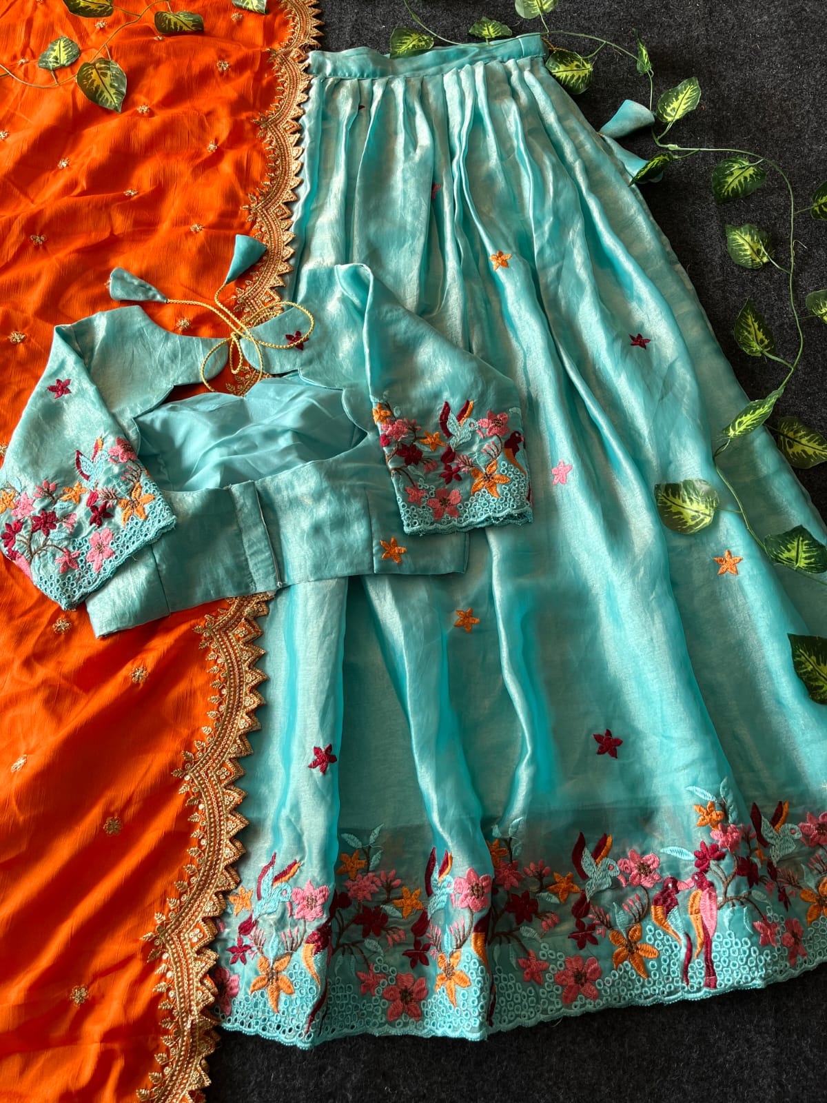 RCL-05 Sea green Blouse size 40 both side extra margin u can use it 38 to 44 size