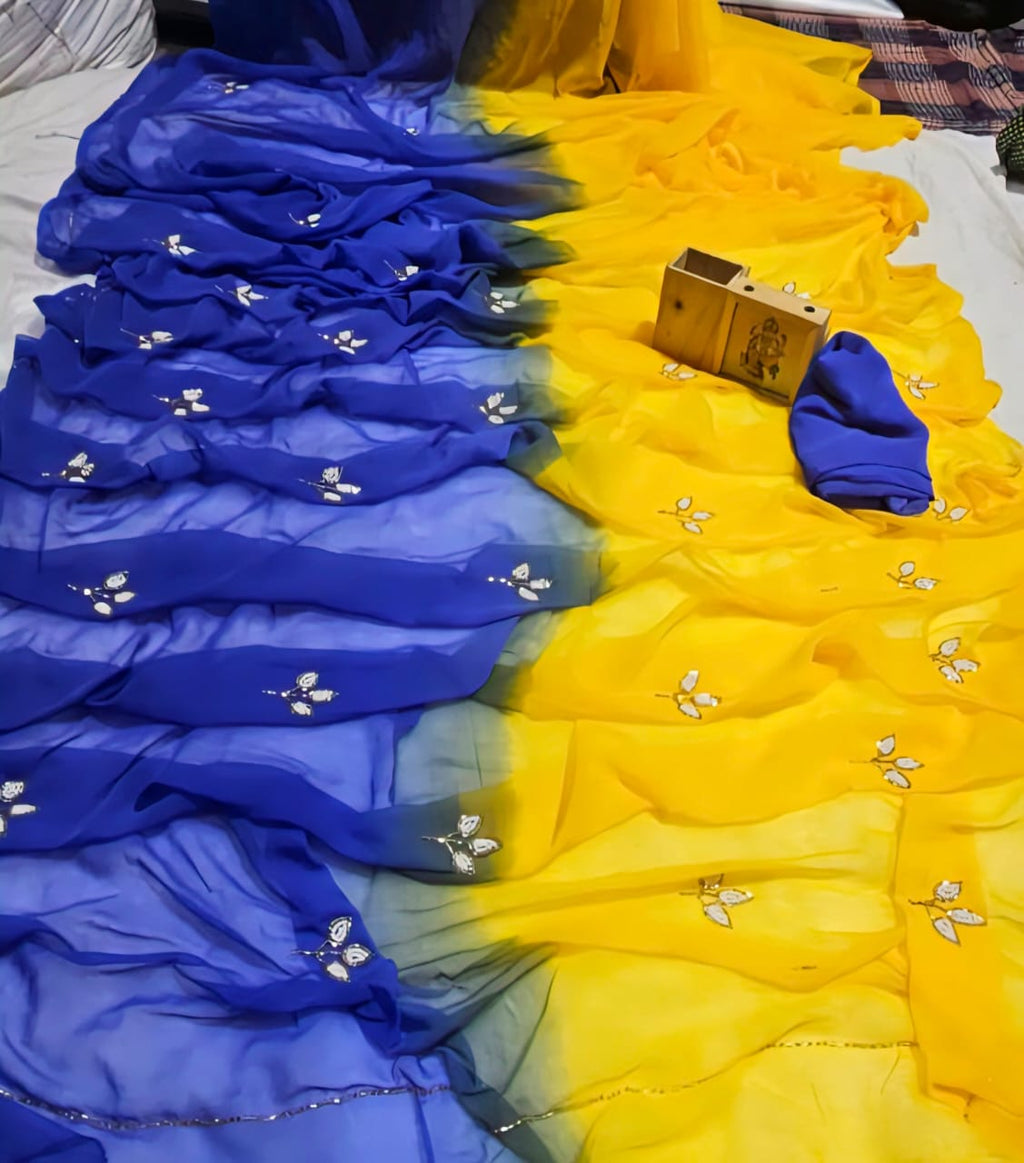 RCS-226 Yellow and blue Unstitched blouse