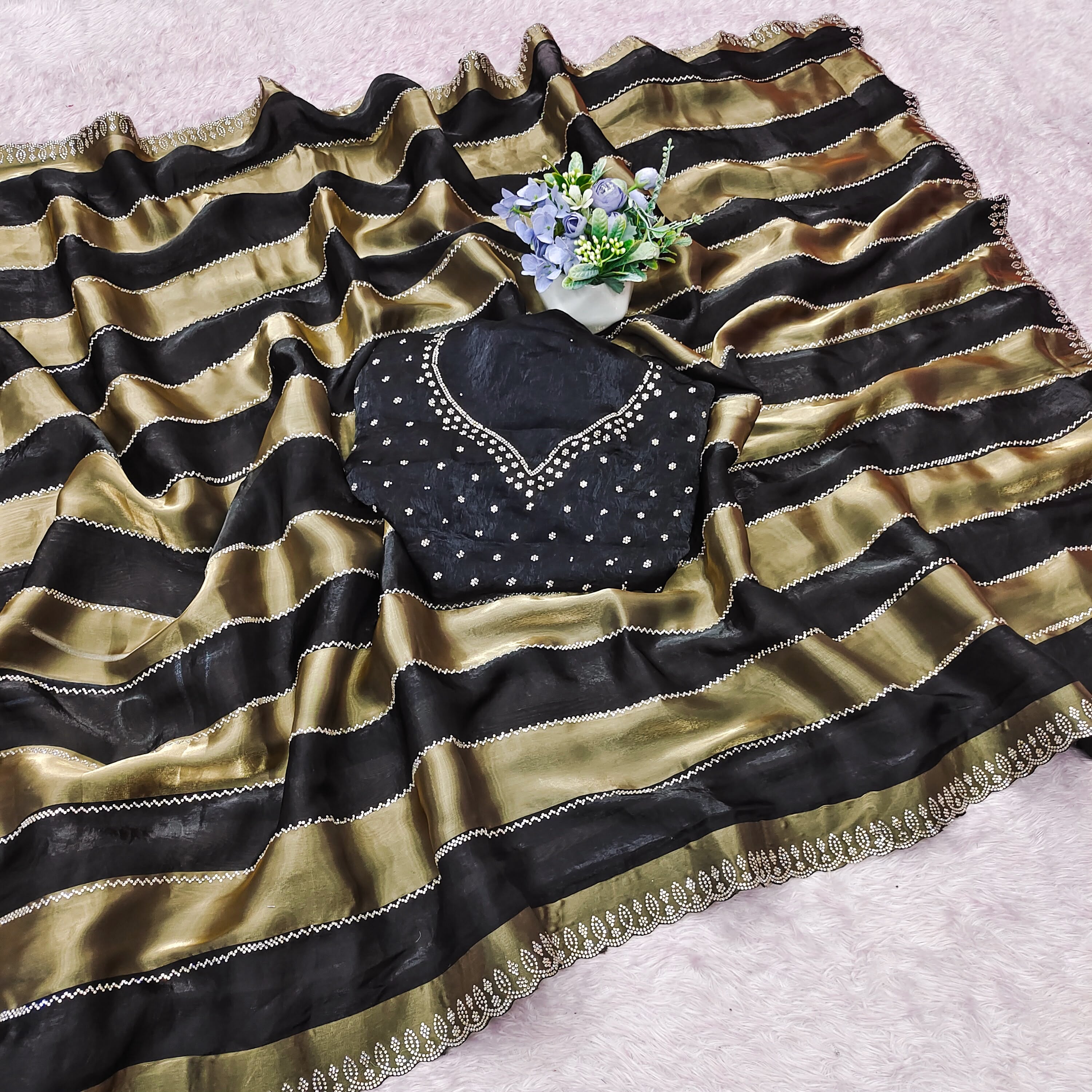 RCS -195 Black Unstitched blouse