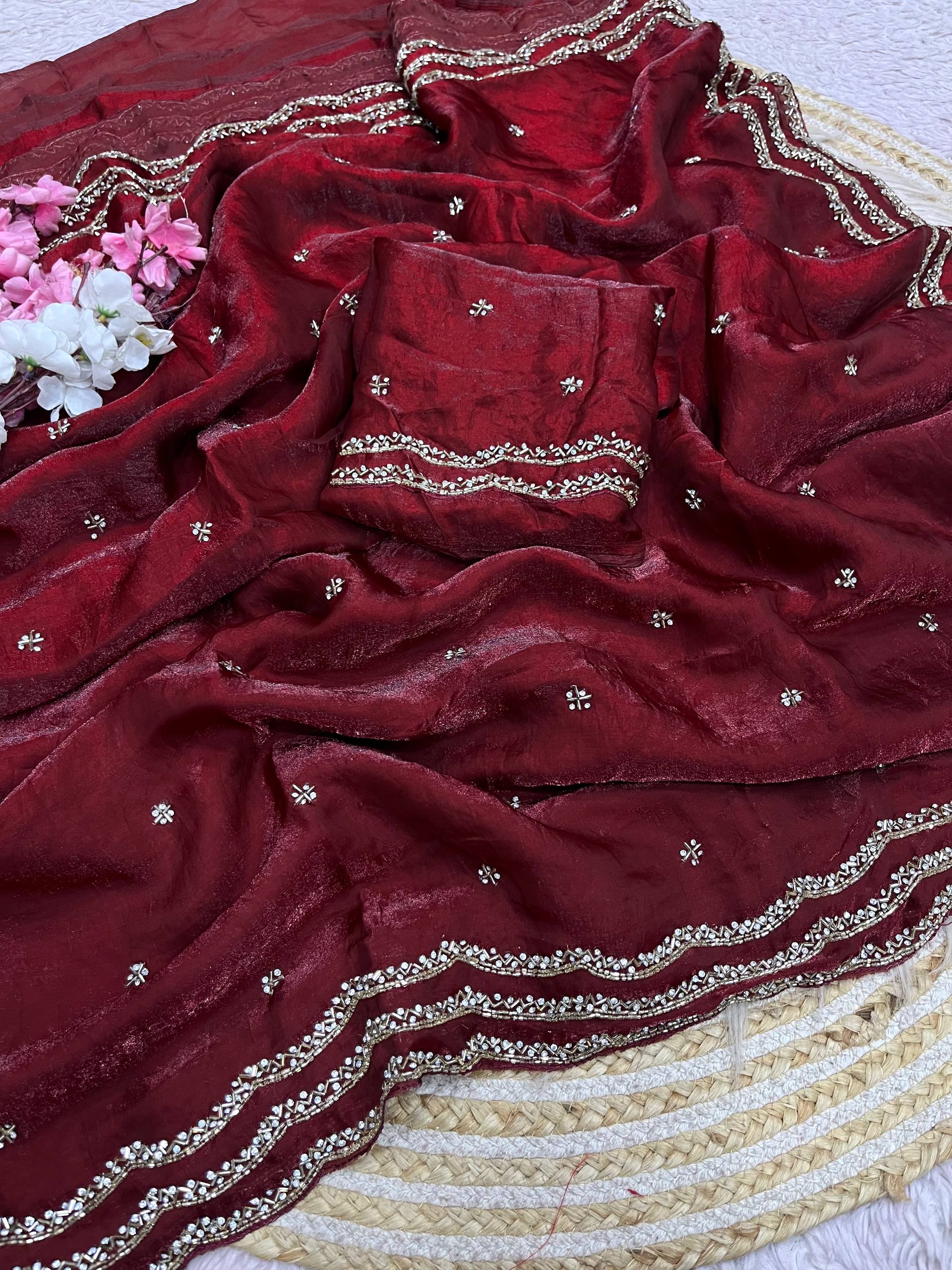 RCS-200 Meroon Unstitched blouse