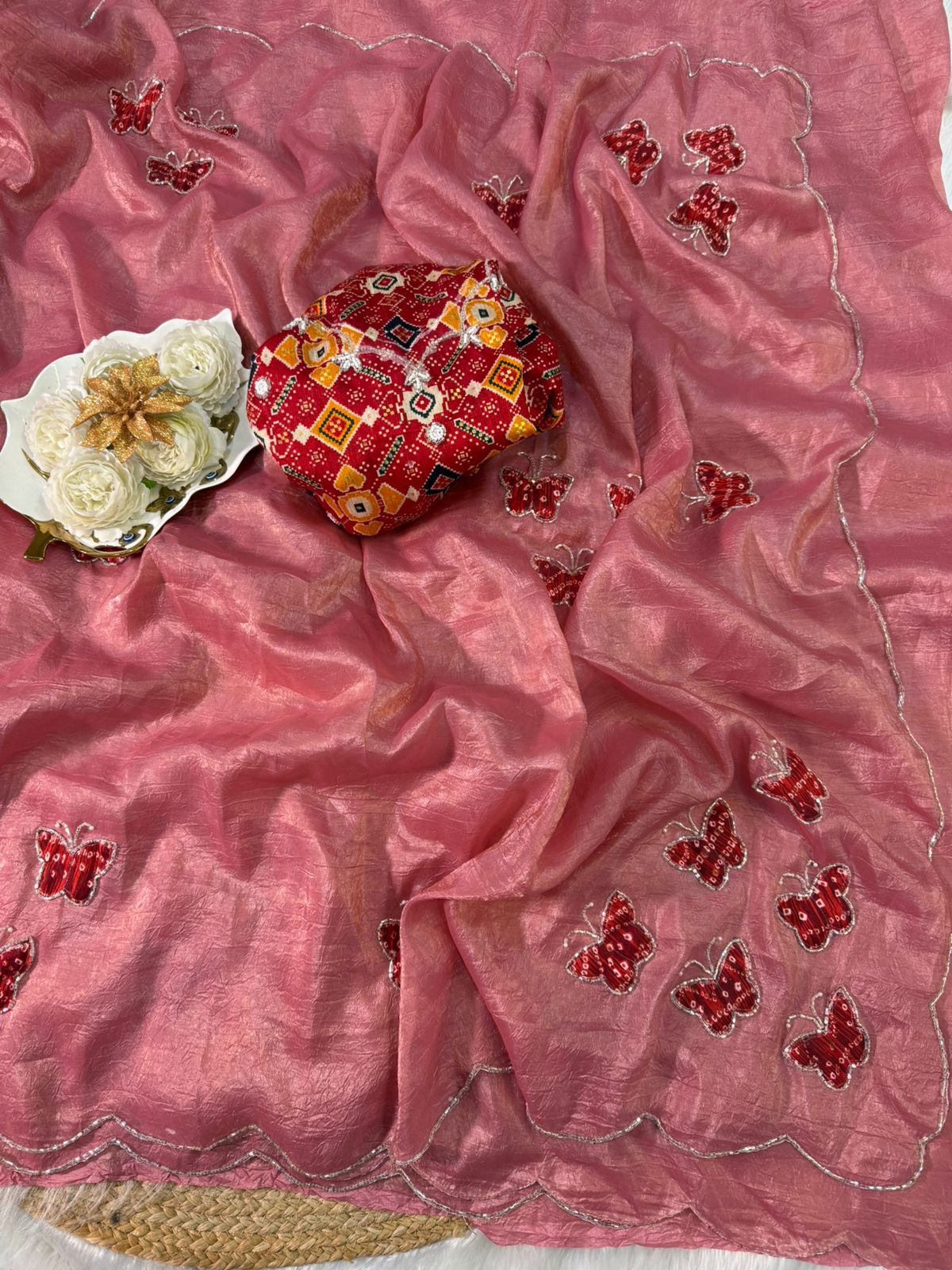 RCS -195 Peach pink Unstitched blouse