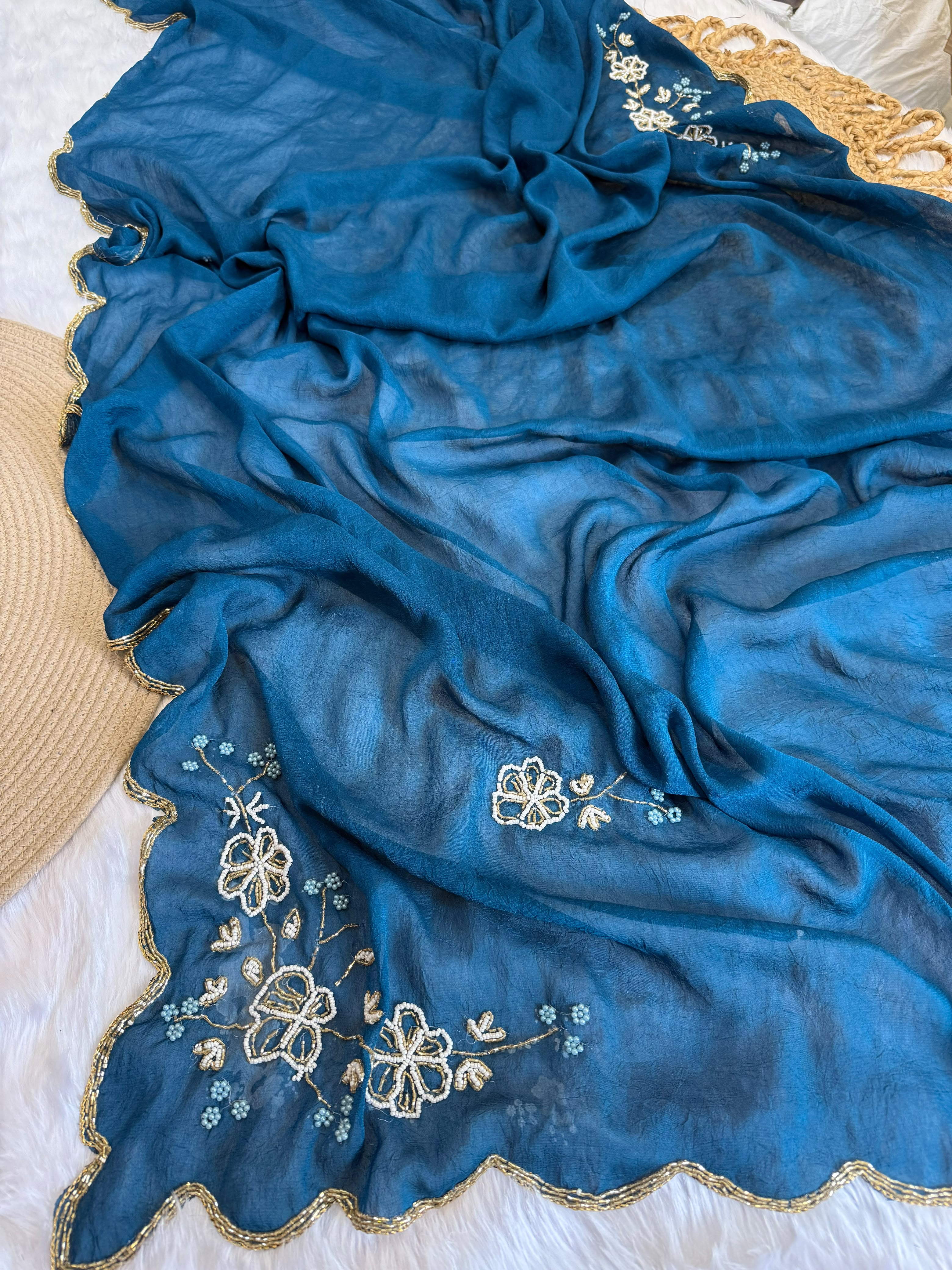 RCS -0203 Peacock blue Unstitched blouse