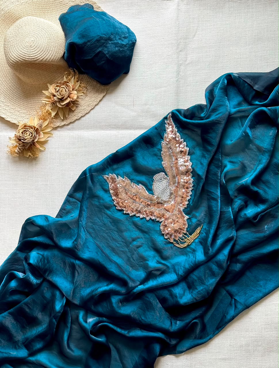 RCS -195 Peacock blue Unstitched blouse