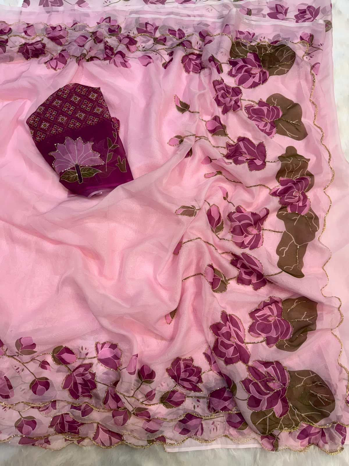 RCS-184 Baby Pink Unstitched blouse