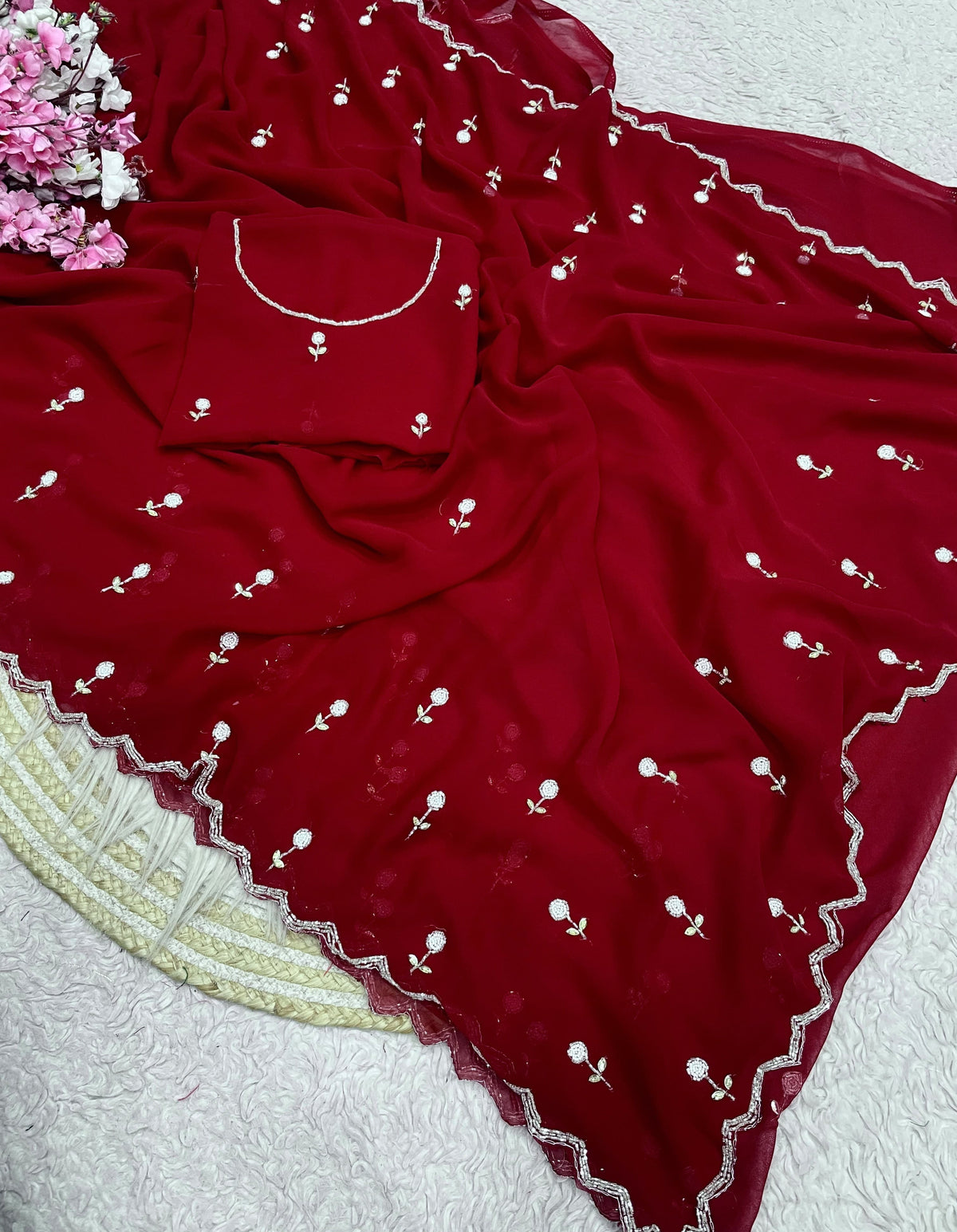 RCS -225 Merroon Unstitched blouse