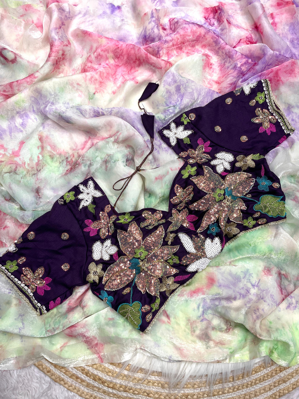 RCS-10 Pink and green Unstitched blouse