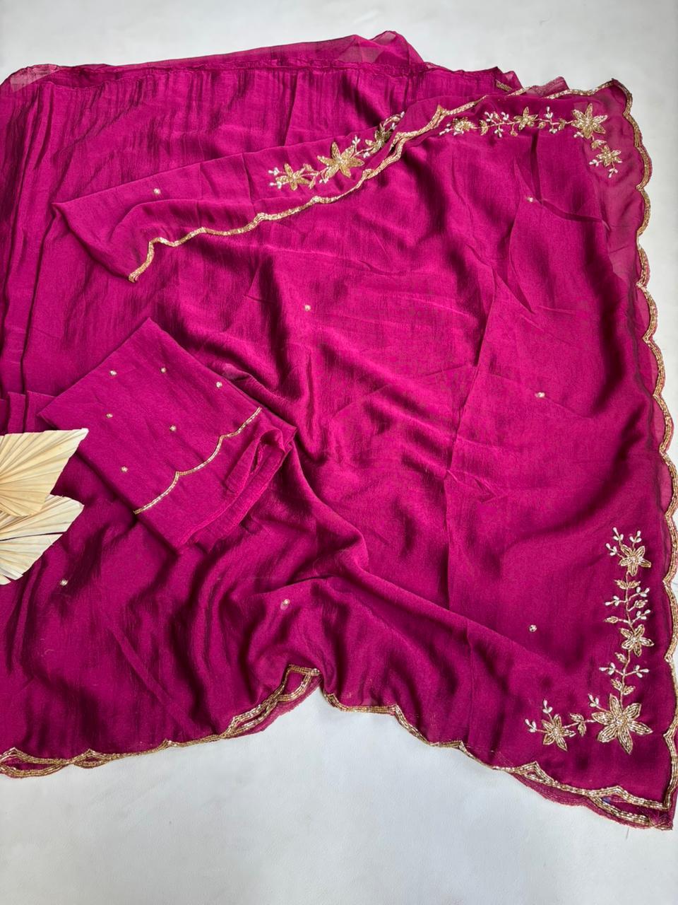 RCS-147 Megenda pink Unstitched blouse