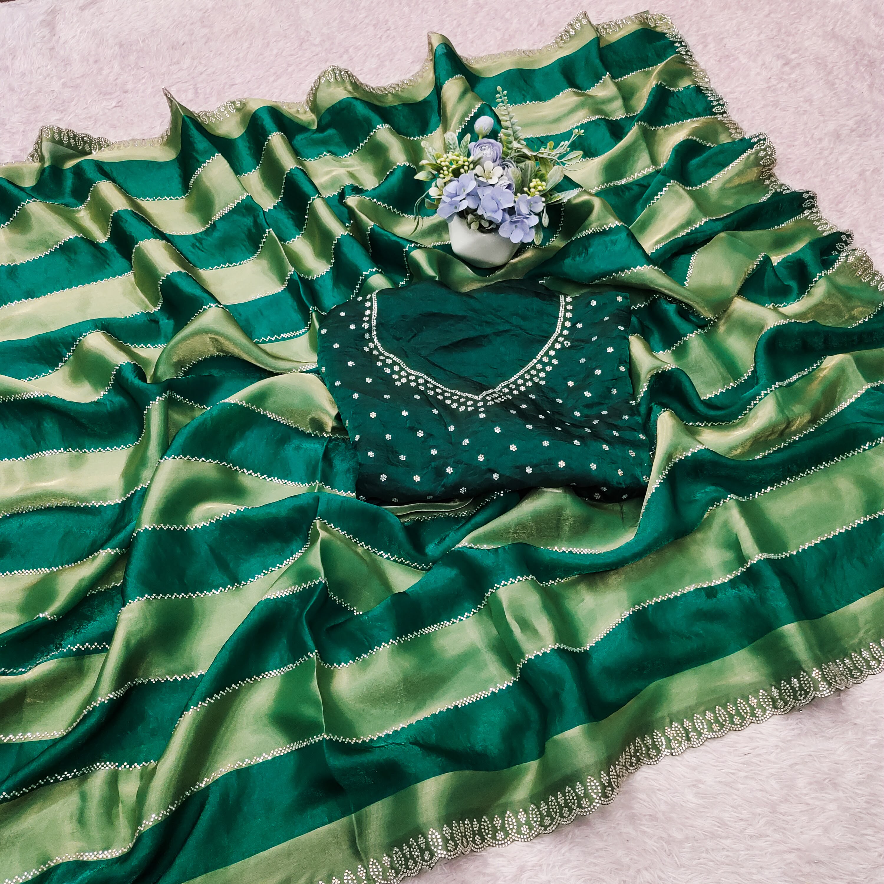 RCS -195 Green Unstitched blouse