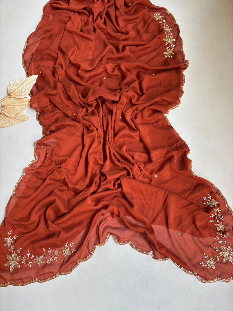 RCS-147 Rust Orange Unstitched blouse