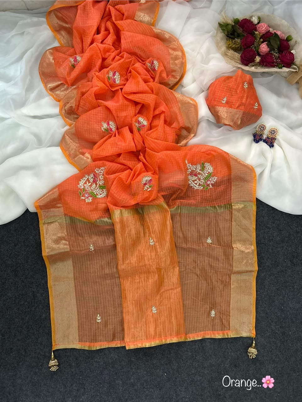 RCS-213 Orange Unstitched blouse