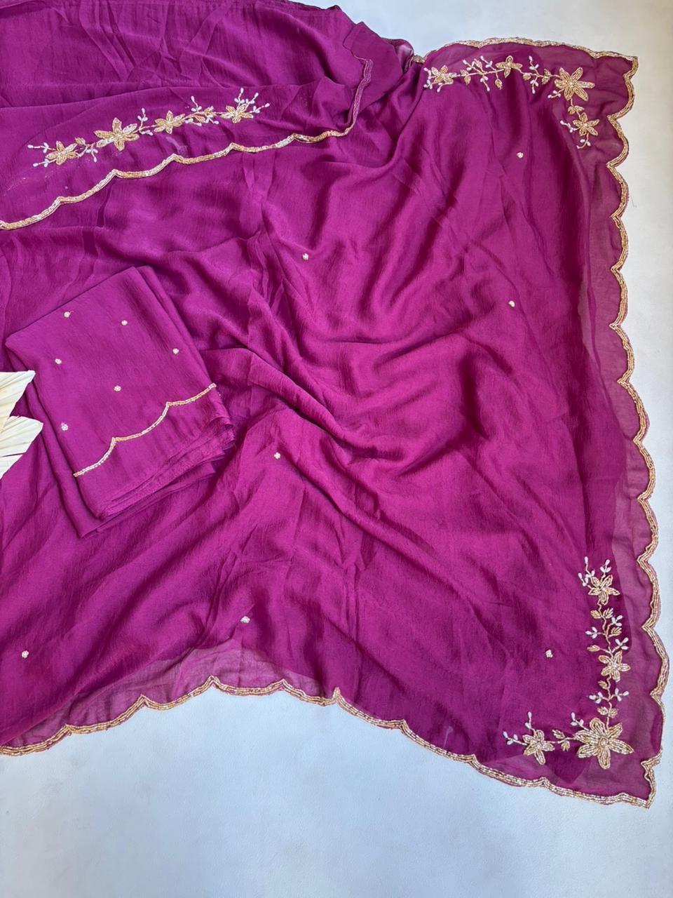 RCS-147 Megenda wine Unstitched blouse