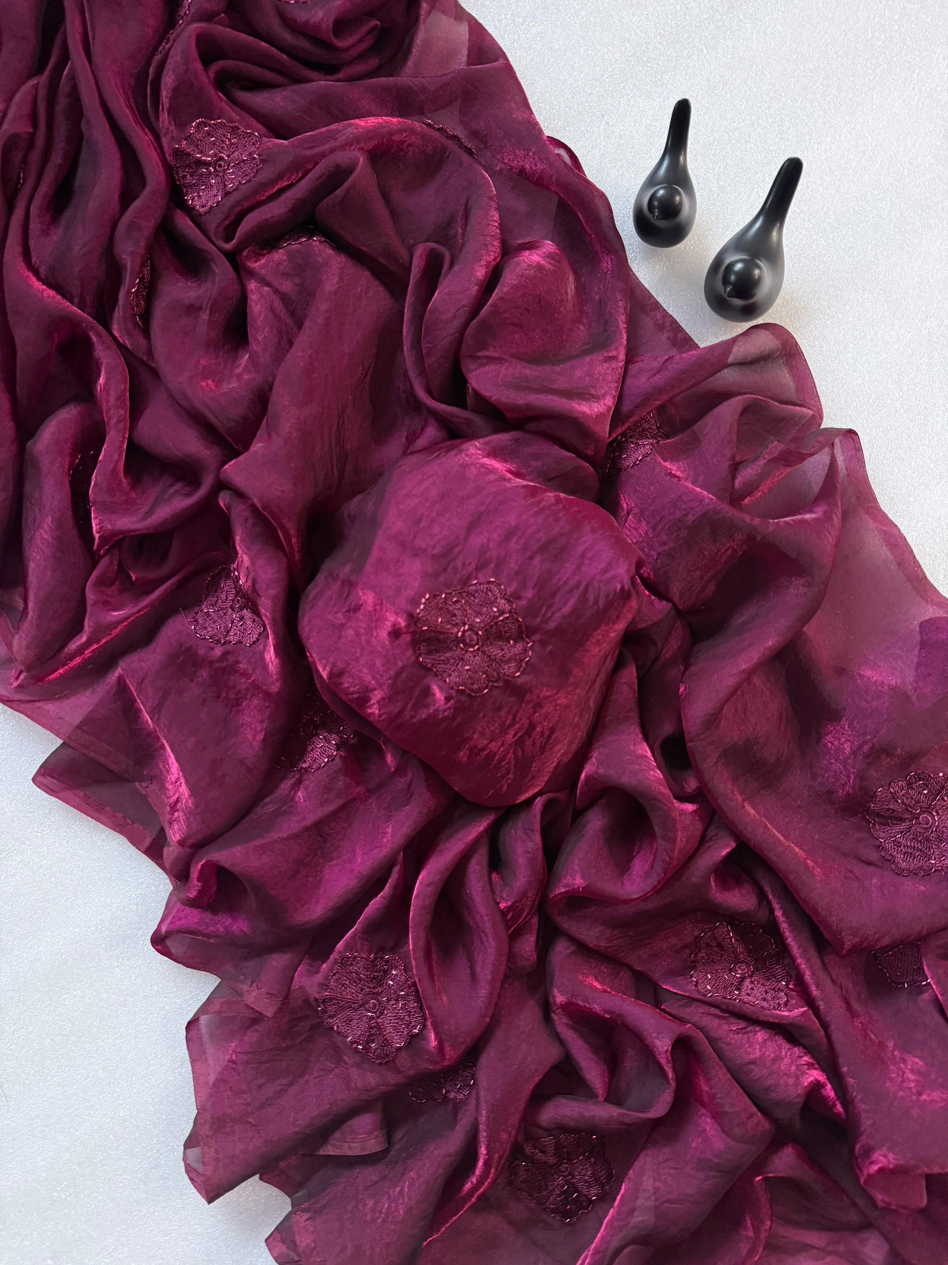 RCS-201 Wine Unstitched blouse