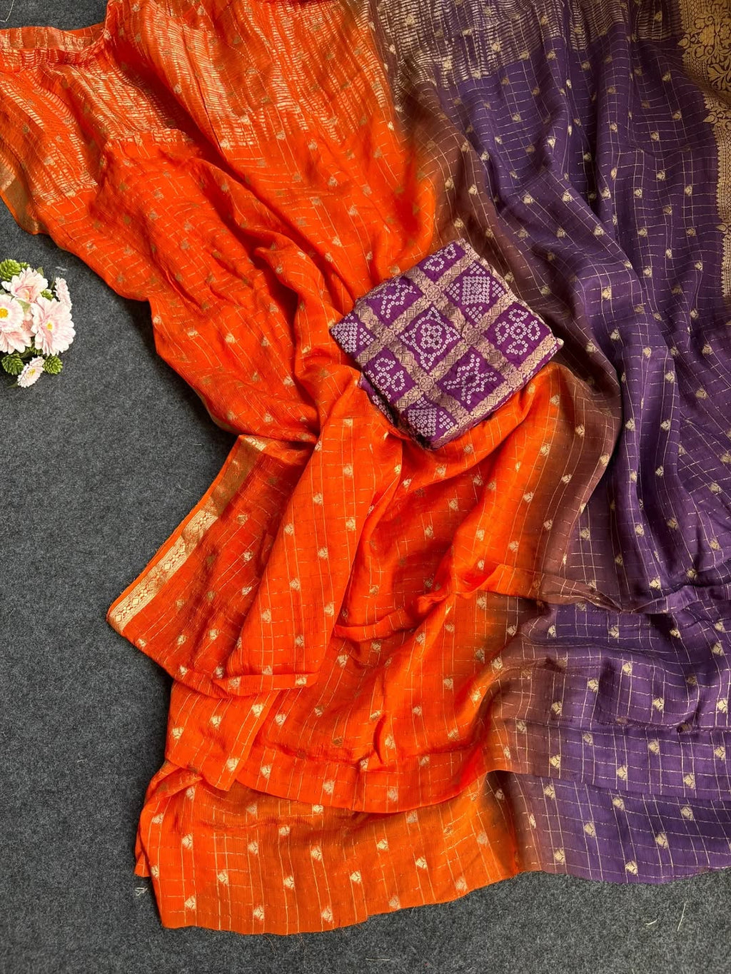 RCD-16 Orange &v volite Unstitched blouse