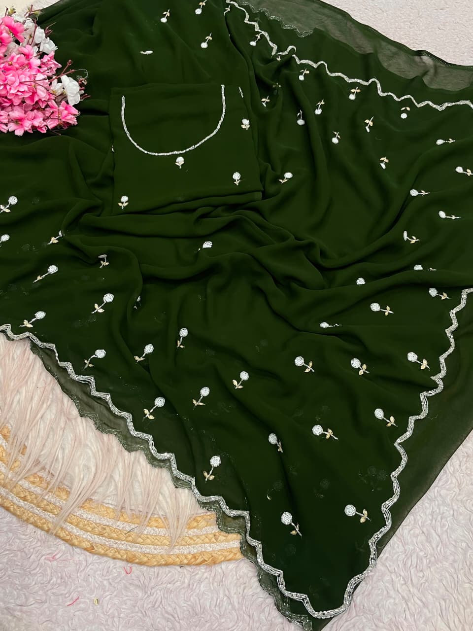 RCS -225 Green Unstitched blouse