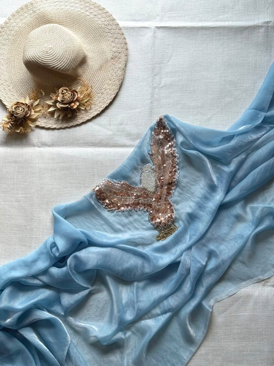 RCS -195 Sky blue Unstitched blouse