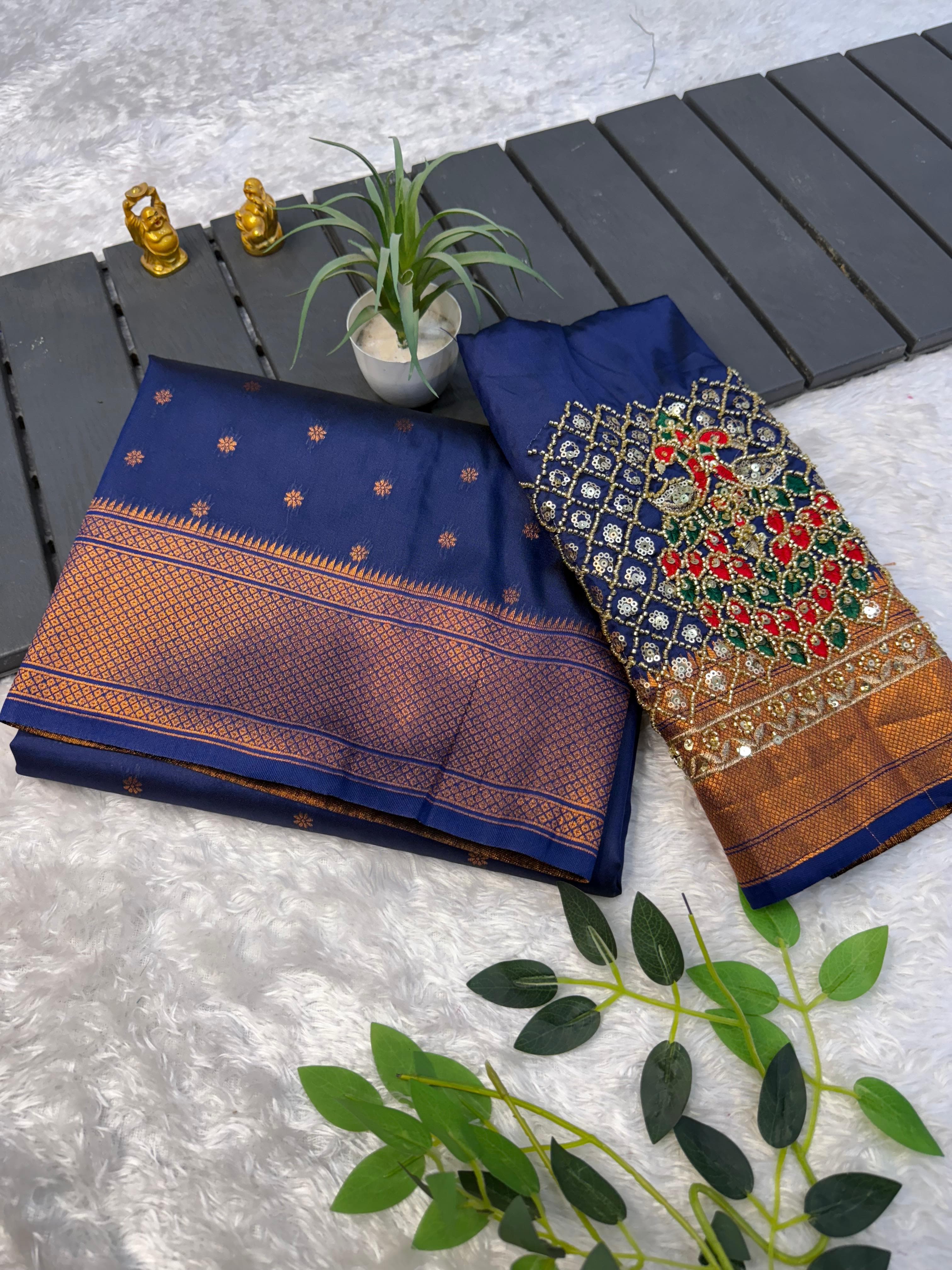 RCS-011 Navy blue Unstitched blouse