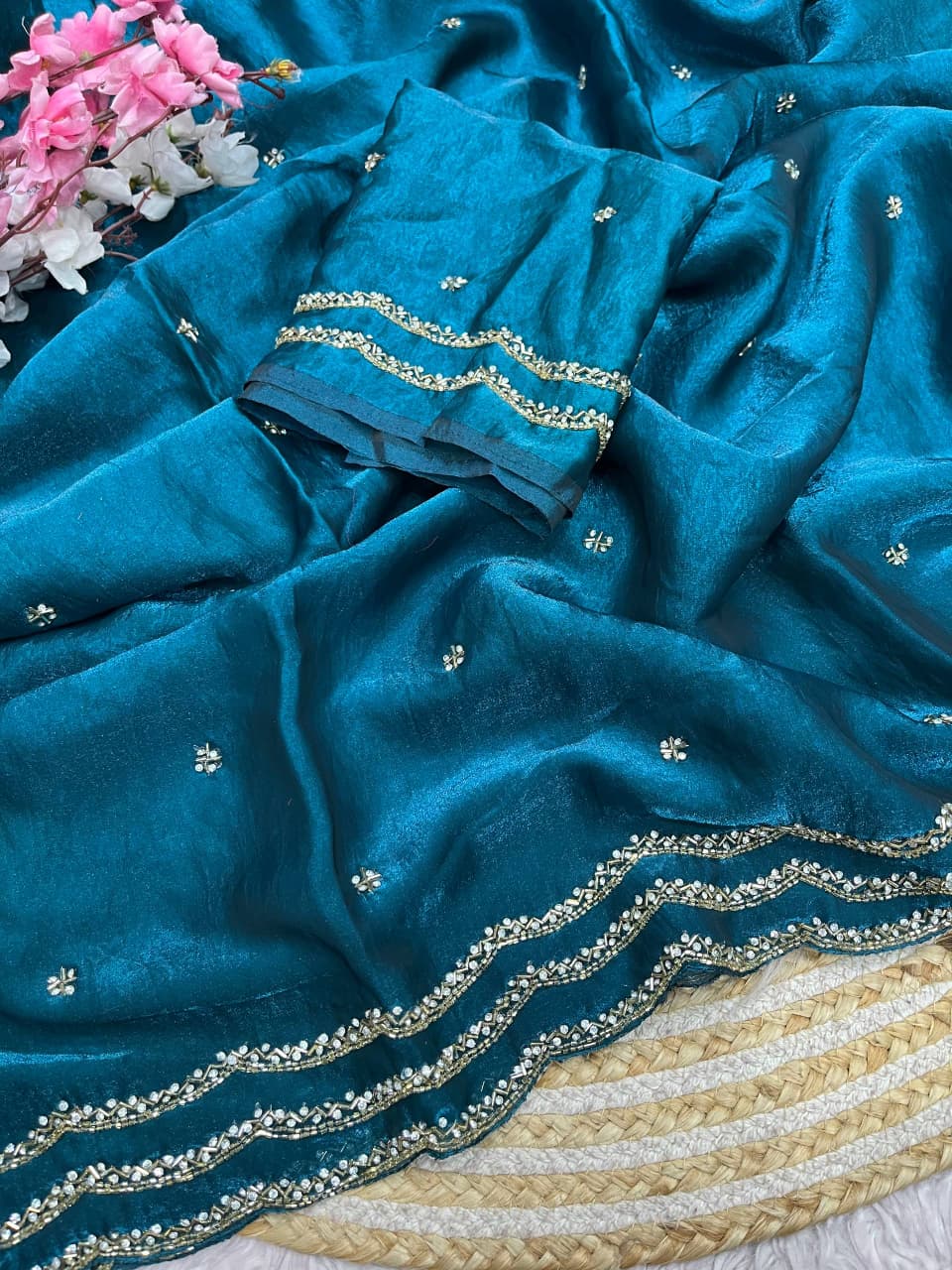 RCS-200 Peacock blue Unstitched blouse