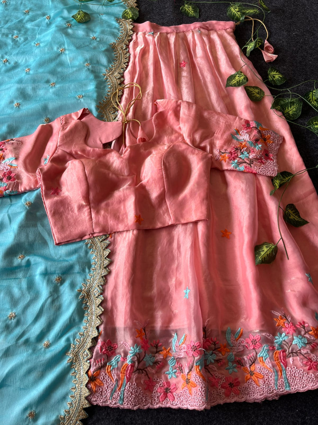 RCL-05 Peach Blouse size 40 both side extra margin u can use it 38 to 44 size