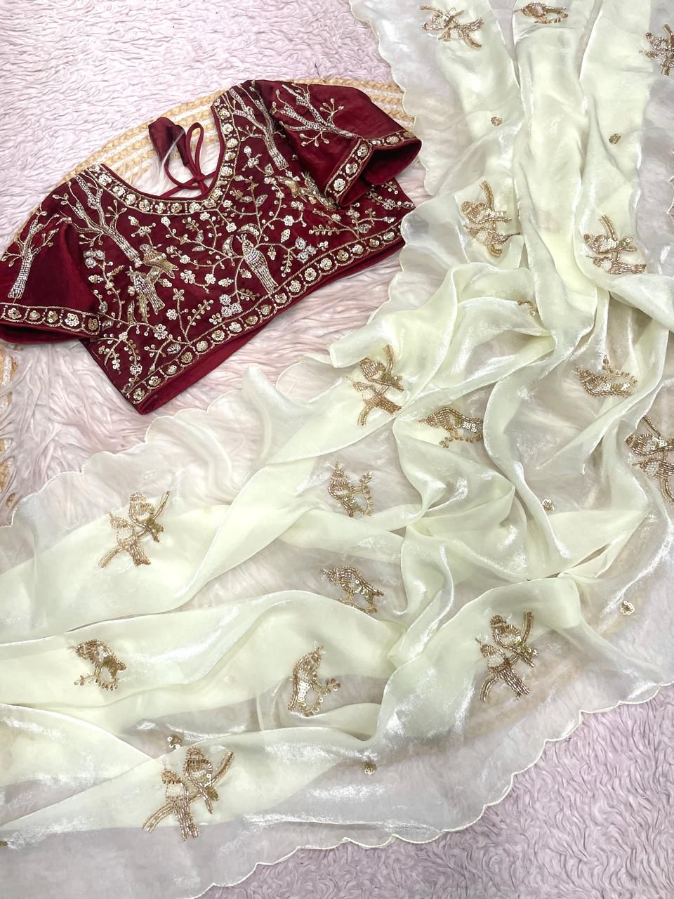 RCS-06 Half white Blouse size 38 with extra margin u can use up 42