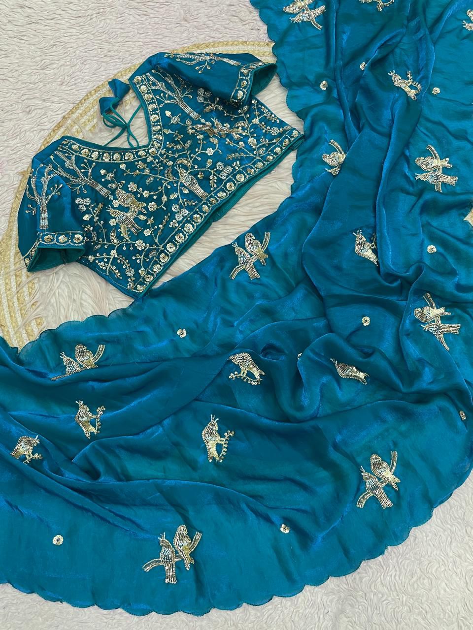 RCS-06 Peacock blue Blouse size 38 with extra margin u can use up 42