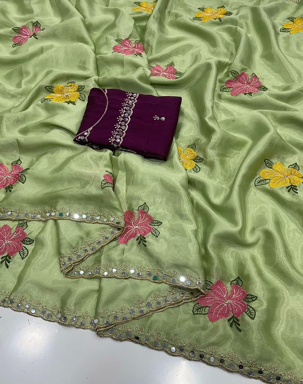 RCS-012 green Unstitched blouse