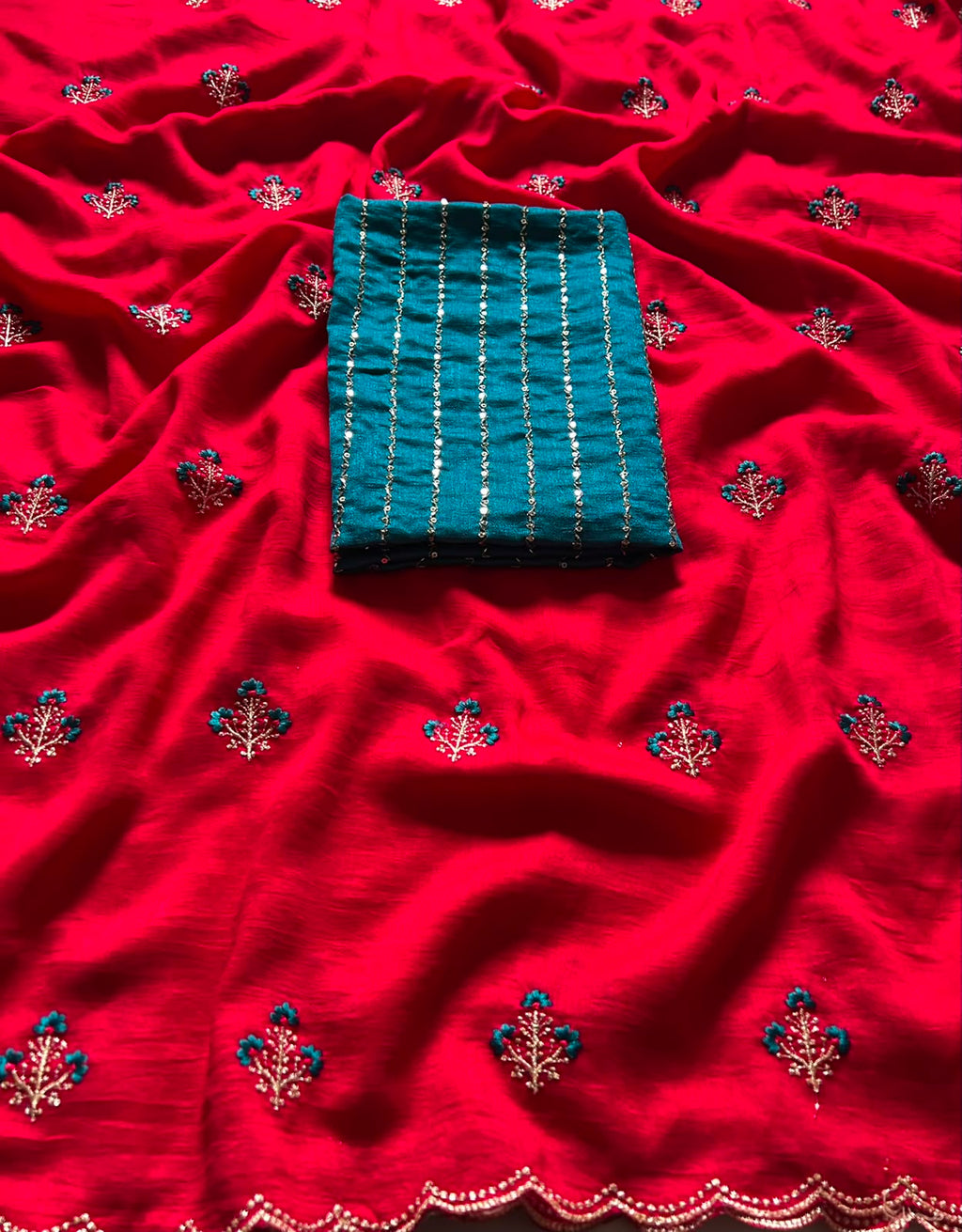 RCS -179 Red Unstitched blouse