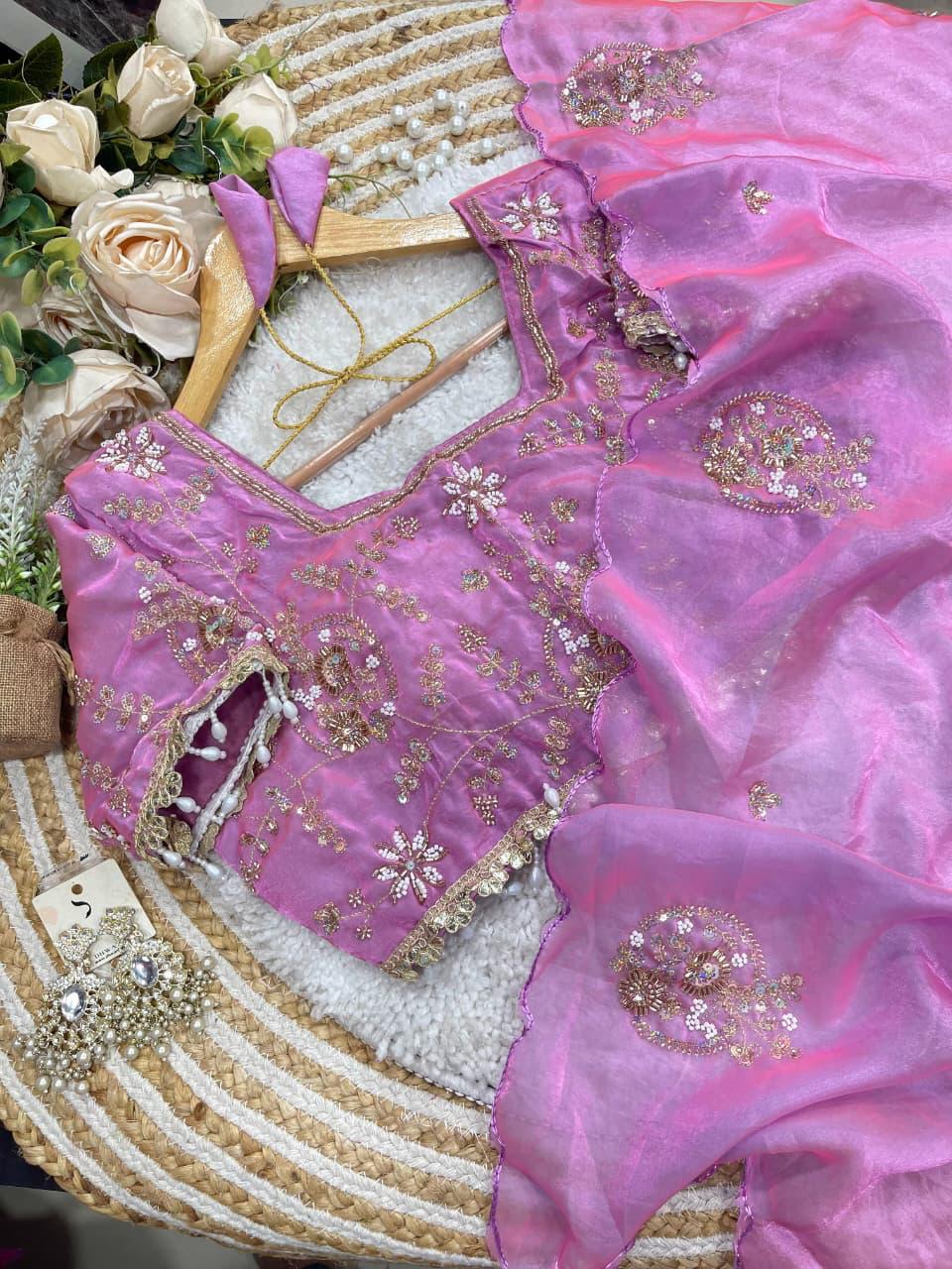 RCS-042 Pink violet shimmer Free size blouse up to xl-42