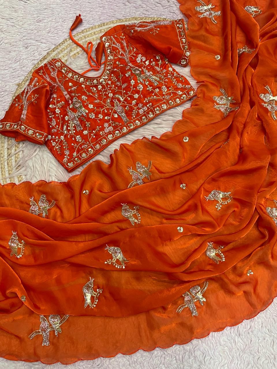 RCS-06 Orange Blouse size 38 with extra margin u can use up 42