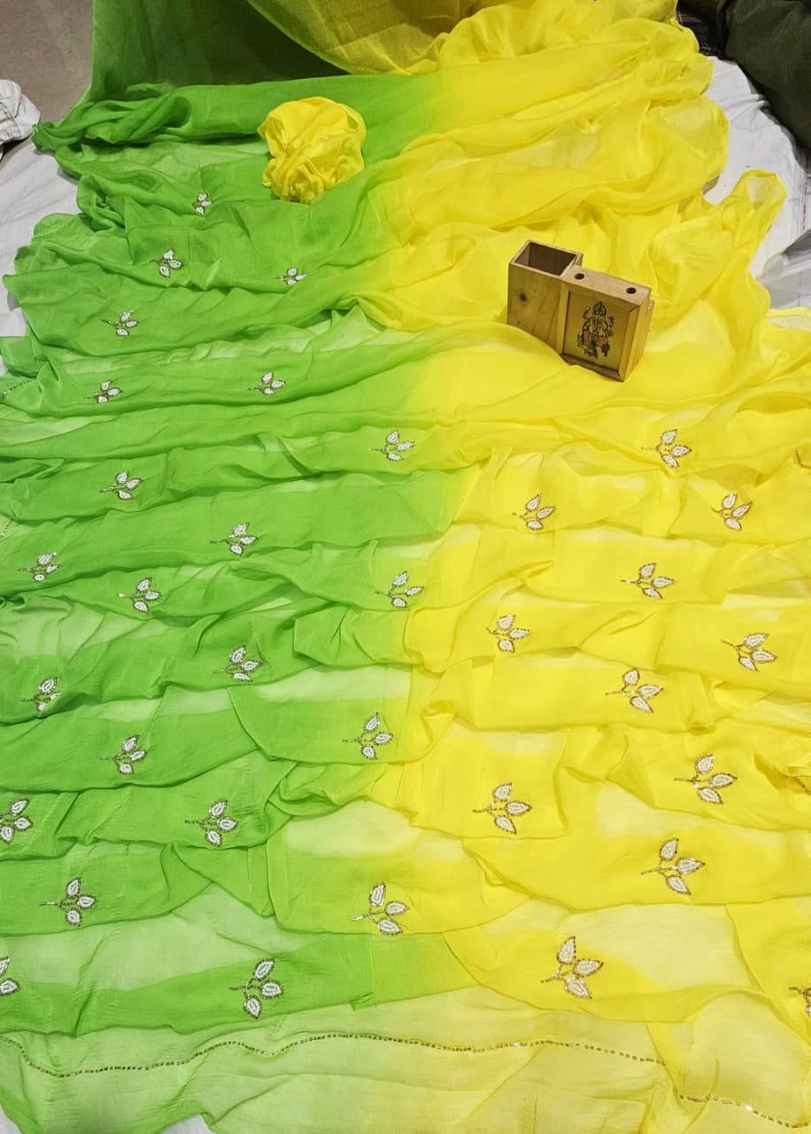 RCS-226 Yellow and green Unstitched blouse