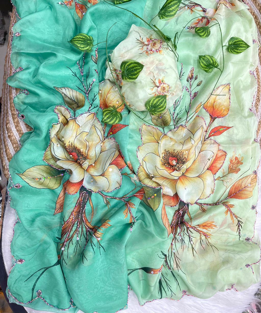 RCS-163 See blue Unstitched blouse