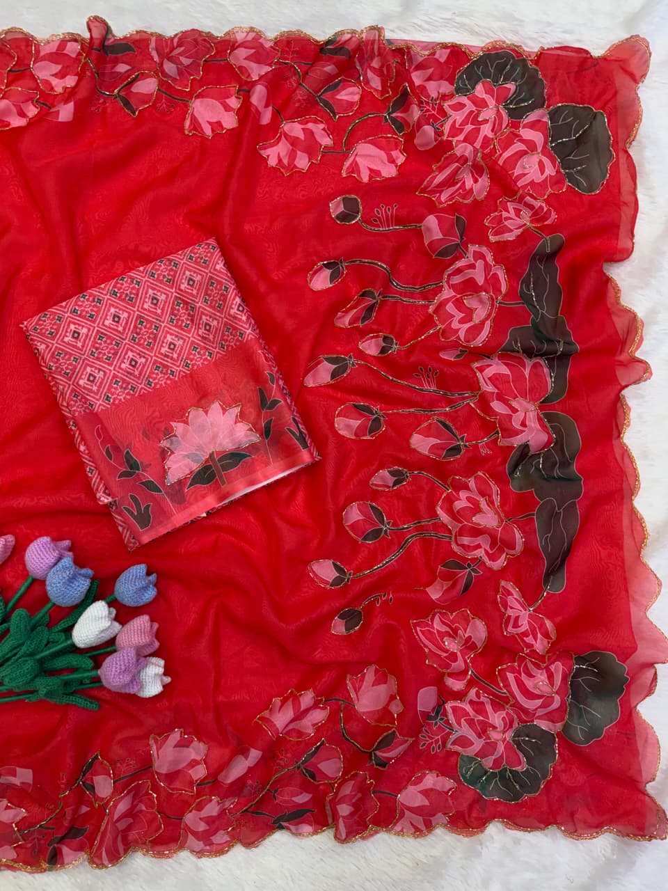 RCS-184 Red Unstitched blouse