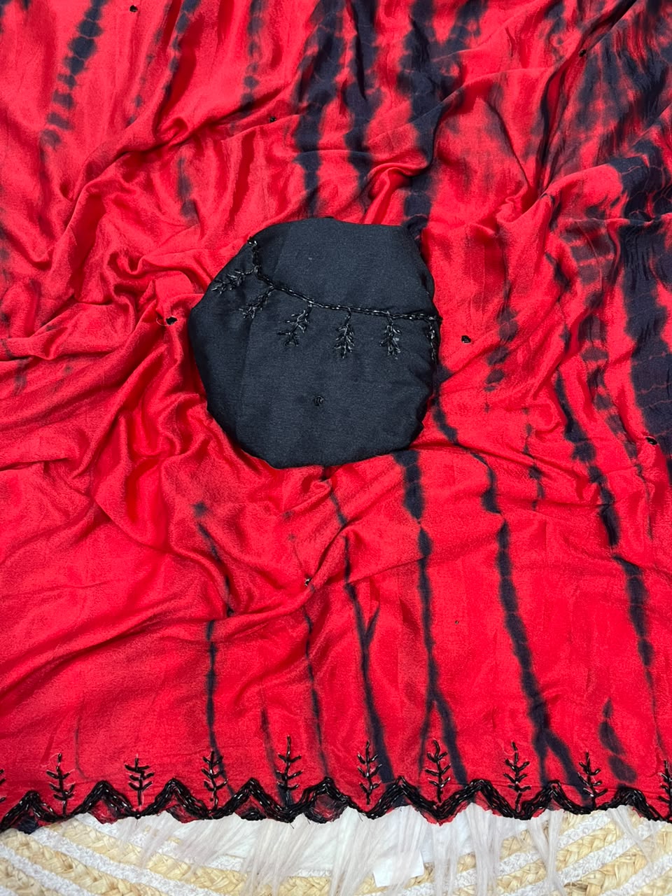 RCS -233 Red Unstitched black blouse